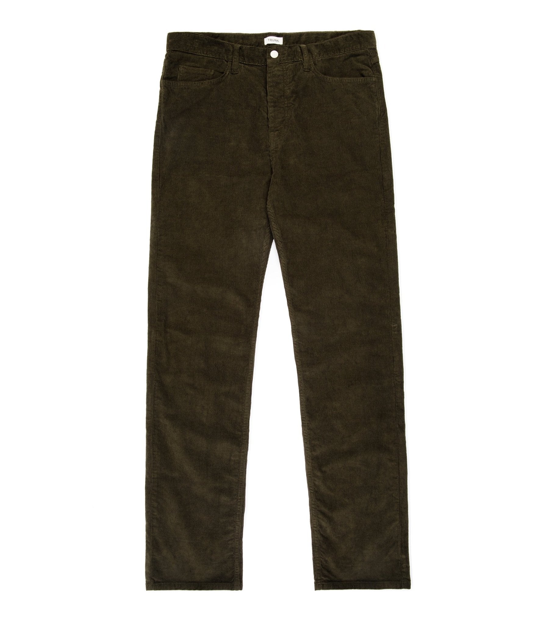 Trunk Duke Corduroy 5 Pocket Trousers: Dark Olive - Trunk Clothiers