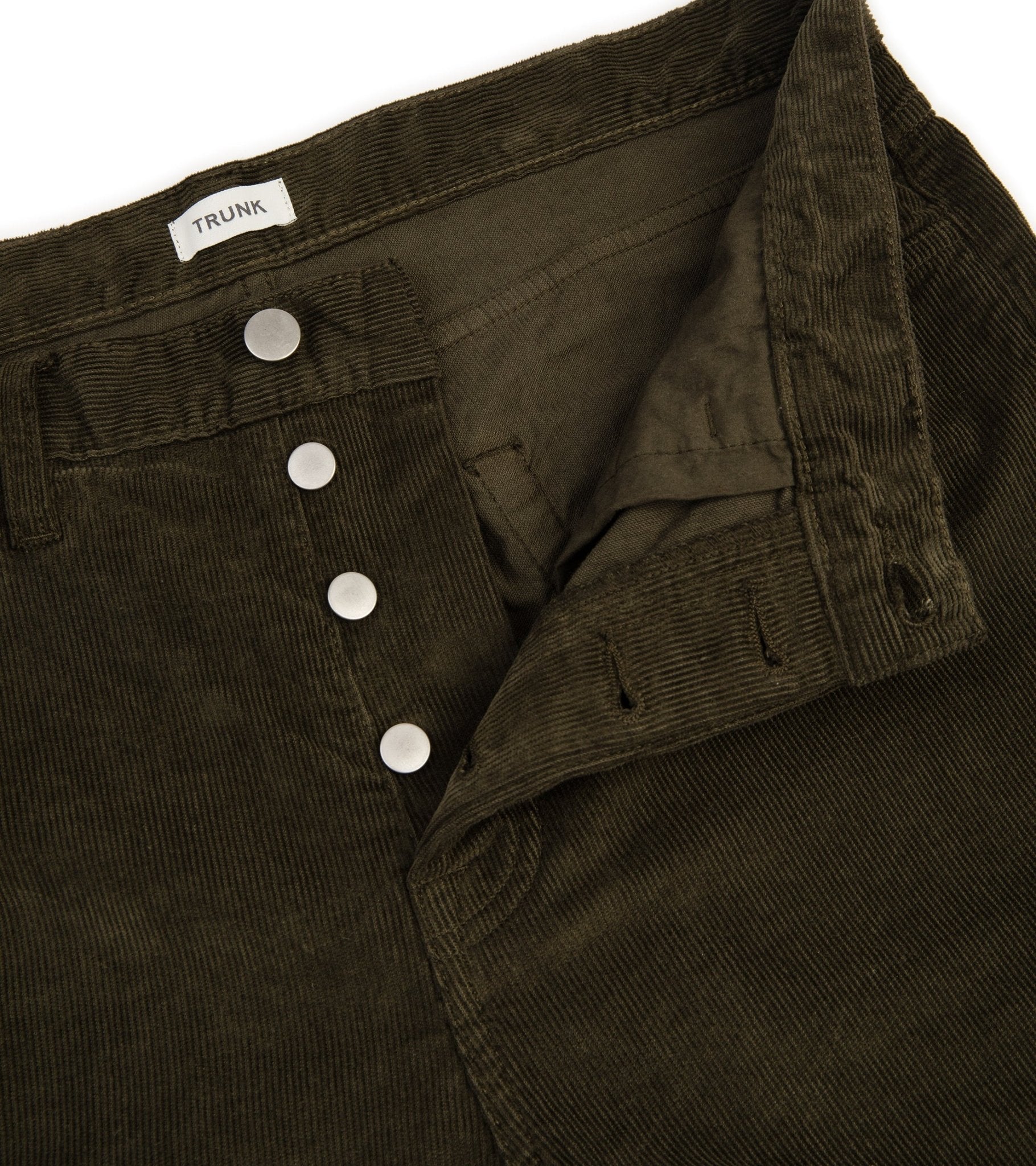 Trunk Duke Corduroy 5 Pocket Trousers: Dark Olive - Trunk Clothiers