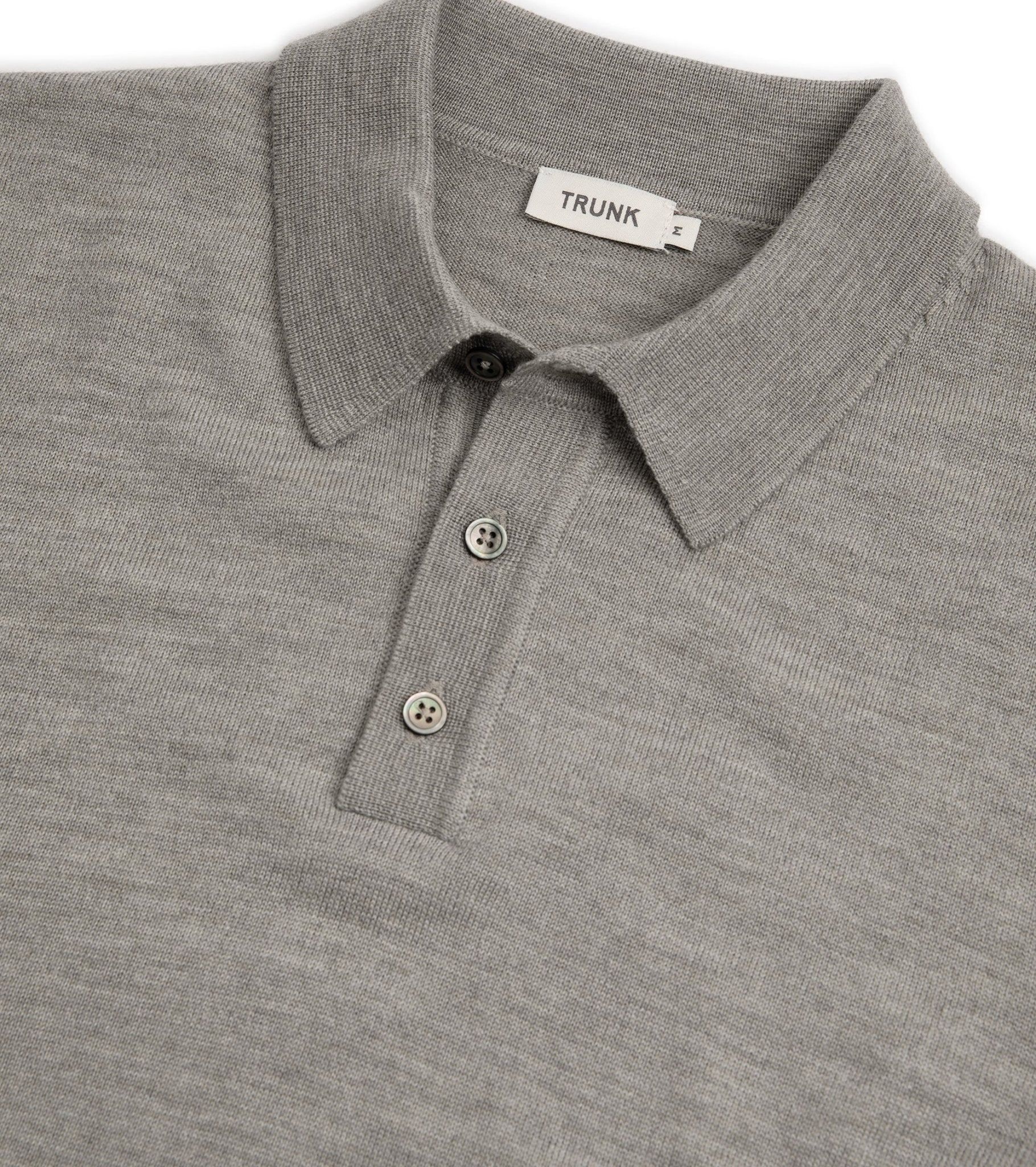 Trunk Enford Merino Knit Long Sleeve Polo Shirt: Greige - Trunk Clothiers