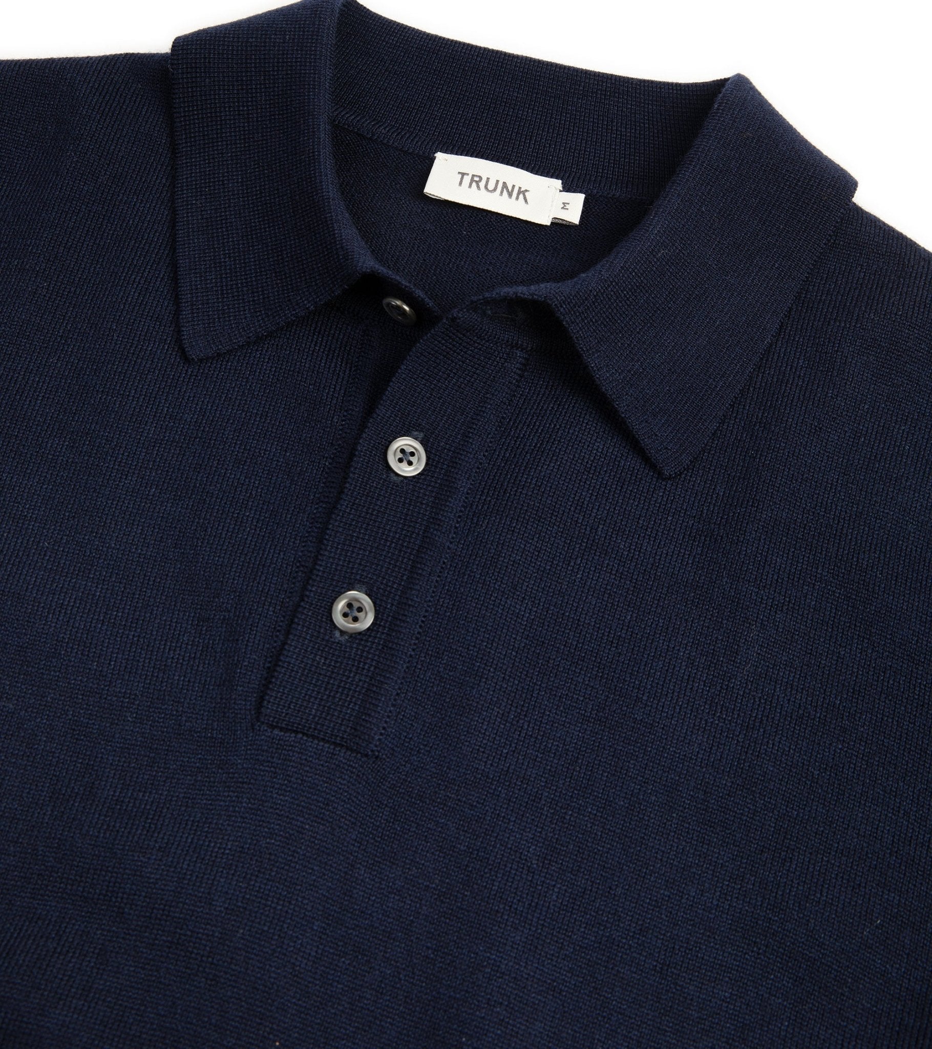 Trunk Enford Merino Knit Long Sleeve Polo Shirt: Navy - Trunk Clothiers