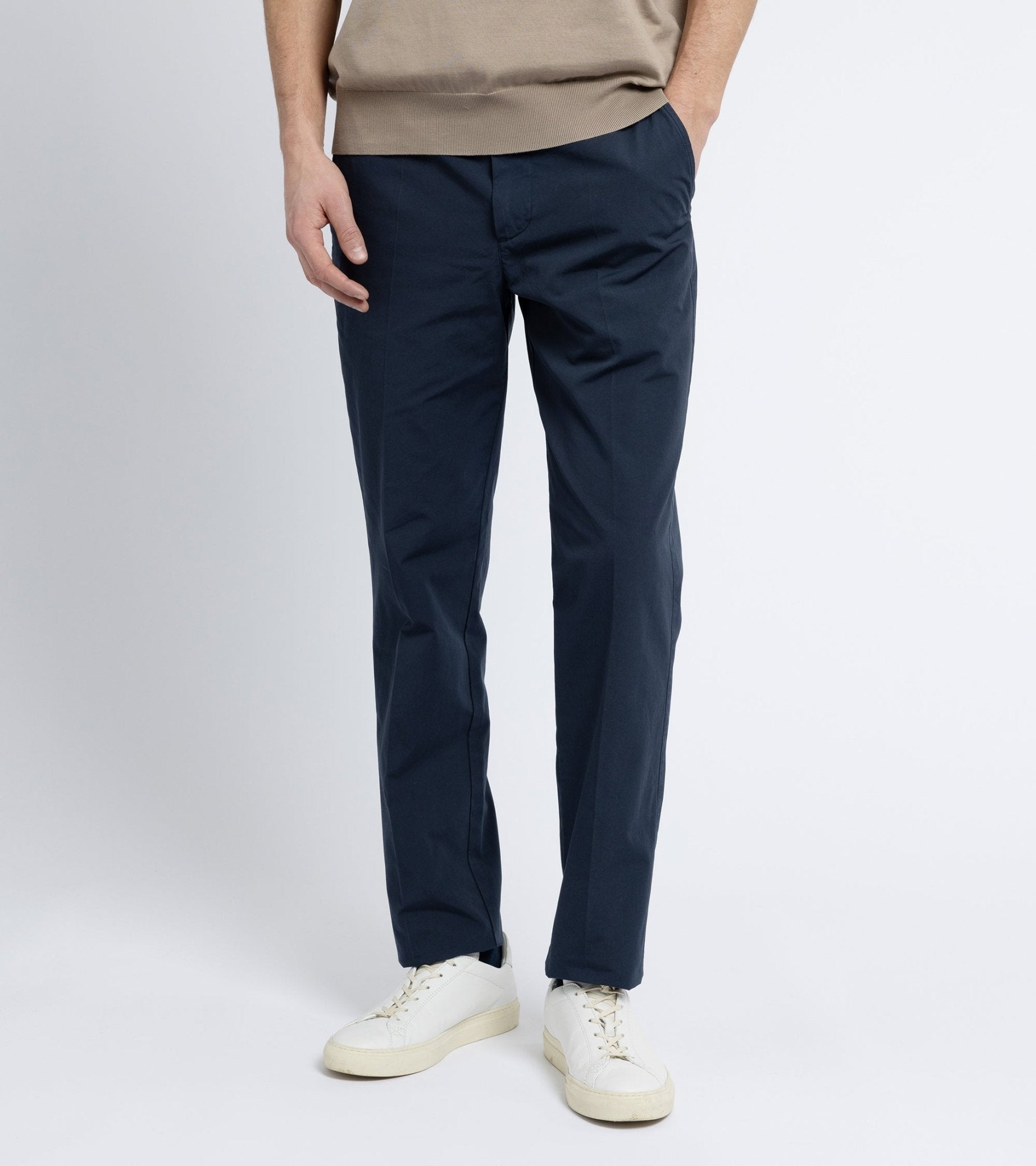 Trunk Hallam Cotton Poplin Trousers: Navy - Trunk Clothiers