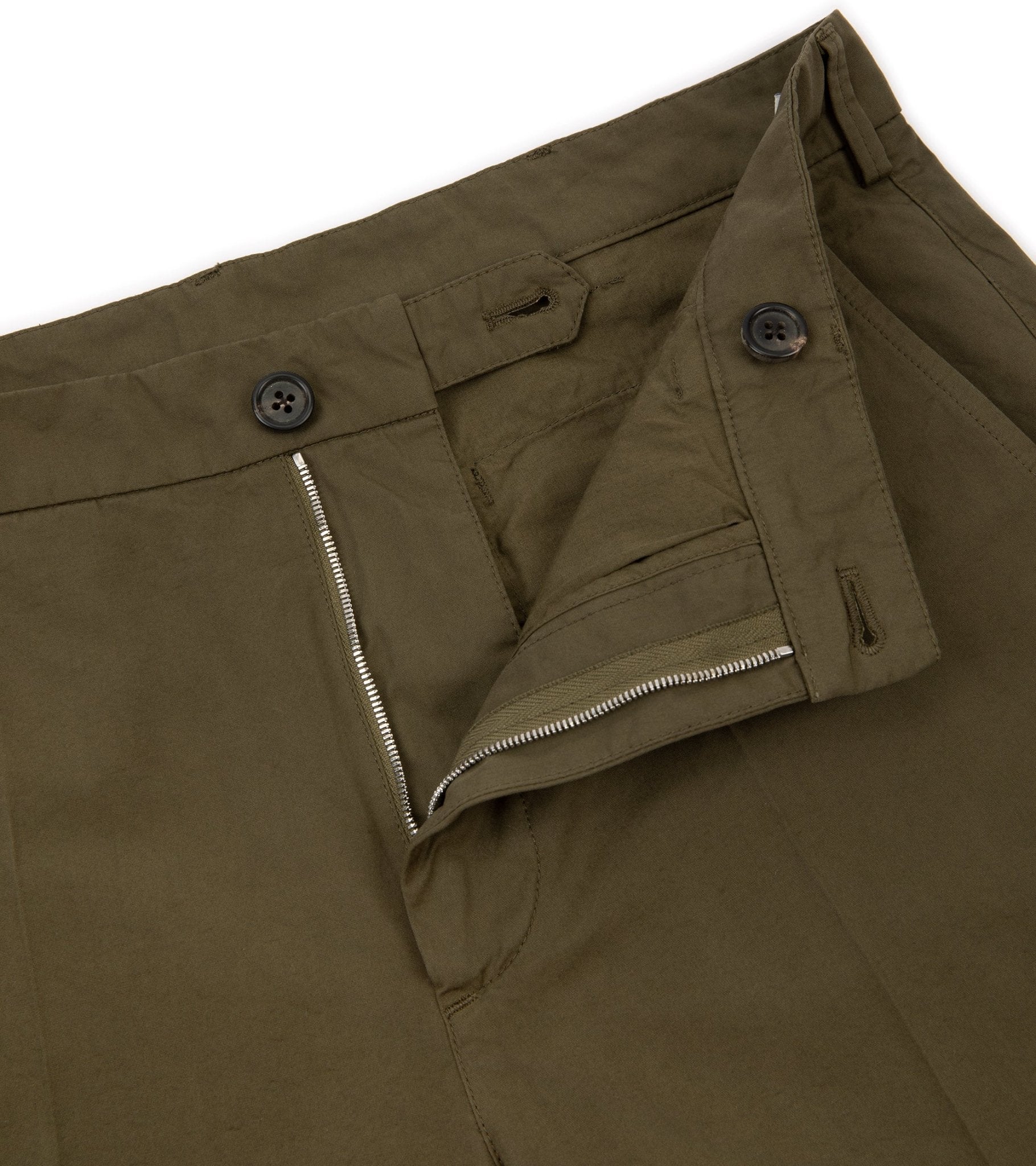 Trunk Hallam Cotton Poplin Trousers: Olive - Trunk Clothiers