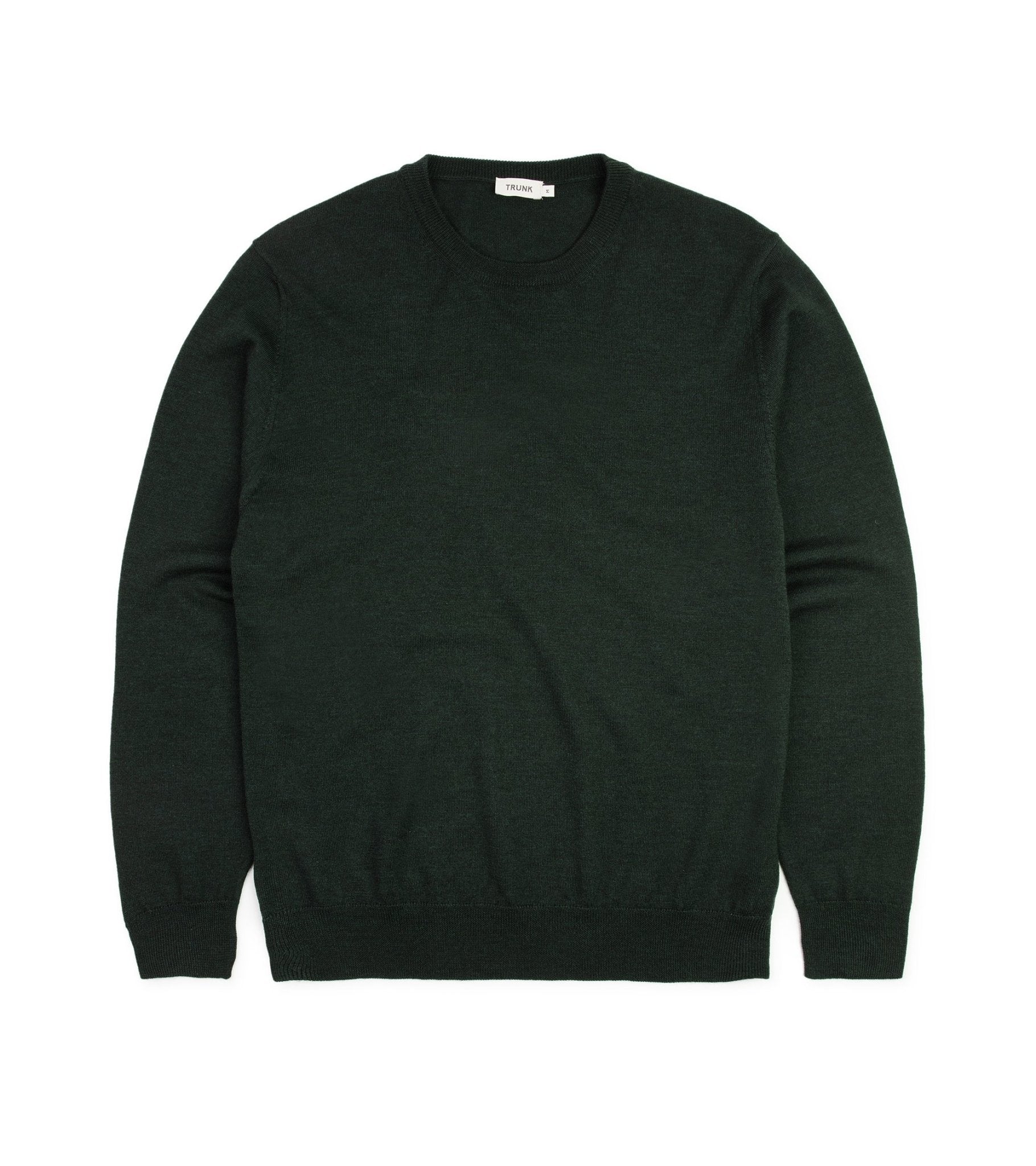 Trunk Harley Merino Crew Neck Sweater: Dark Olive - Trunk Clothiers