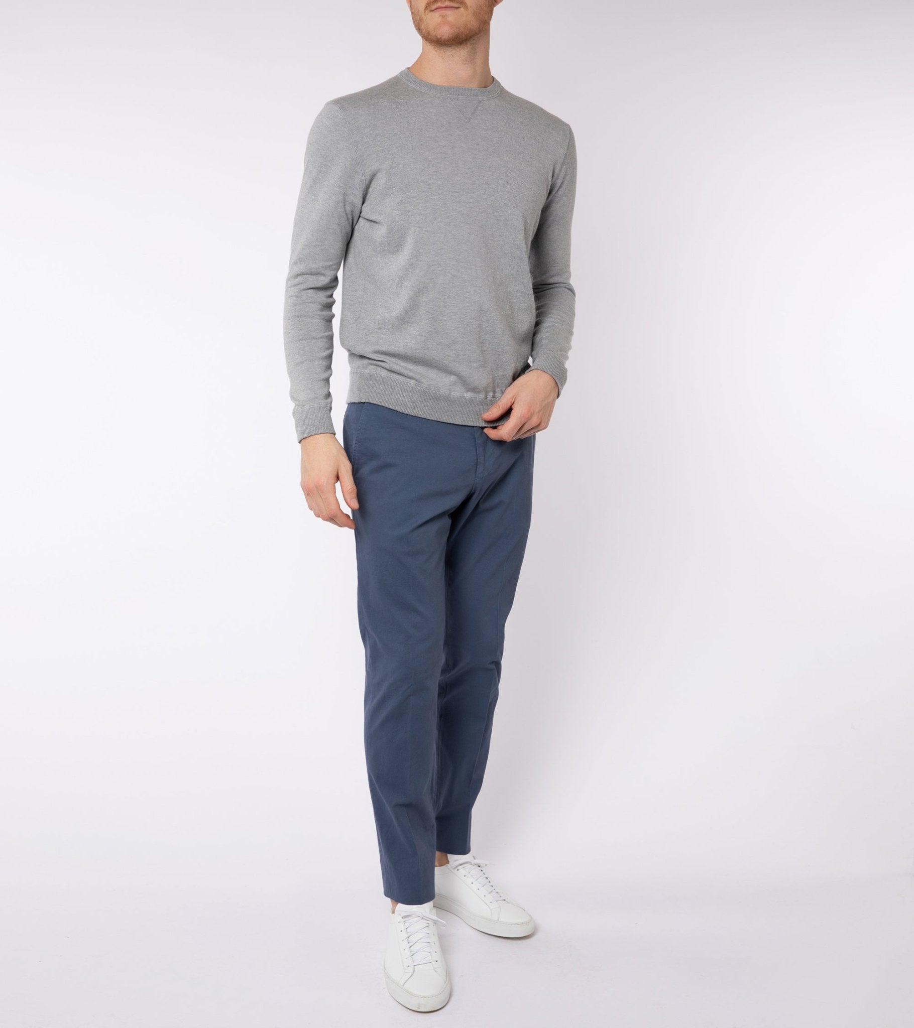 Trunk Marsham Cotton Cashmere Sweatshirt: Grey Marl - Trunk Clothiers