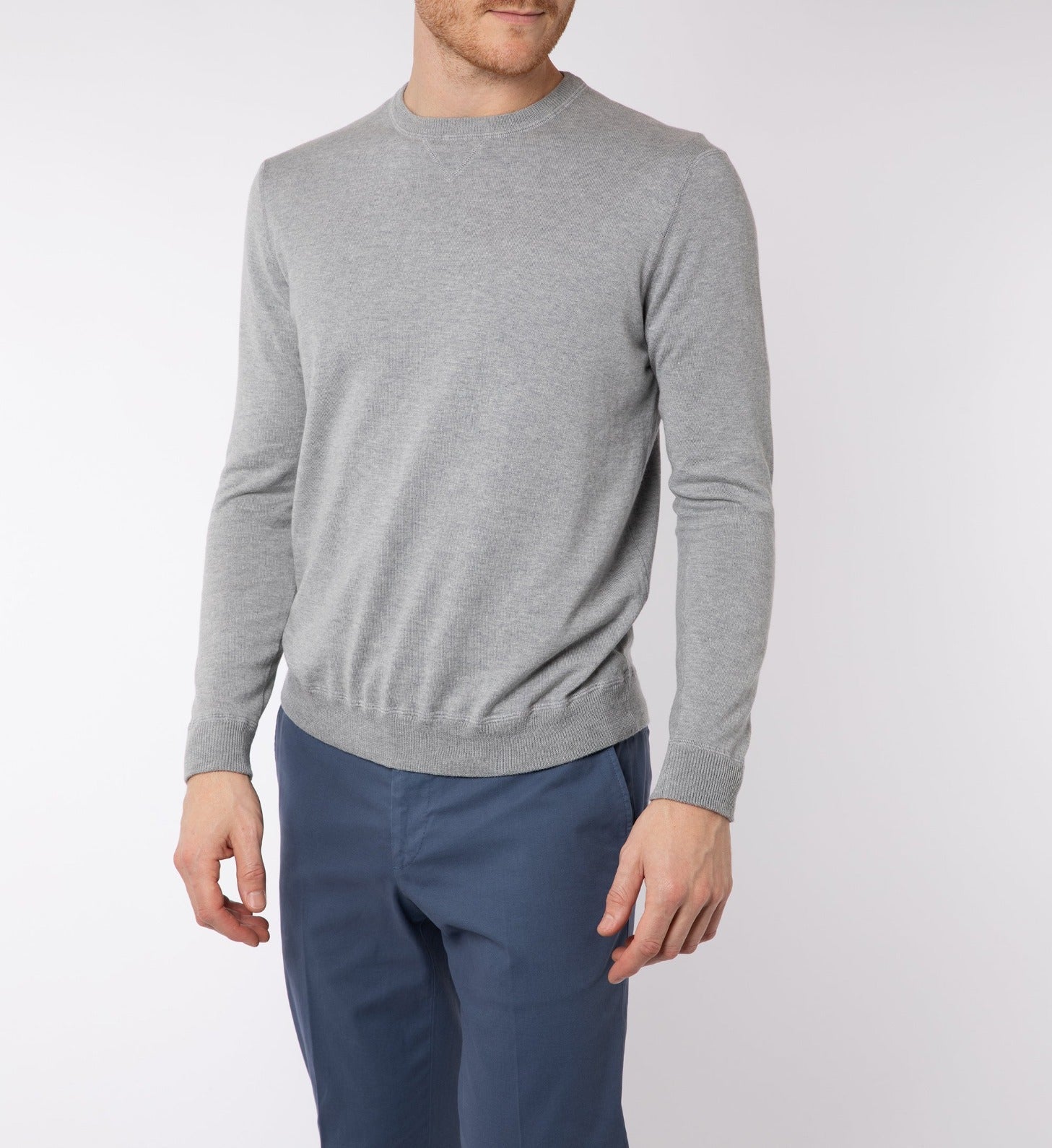 Trunk Marsham Cotton Cashmere Sweatshirt: Grey Marl - Trunk Clothiers