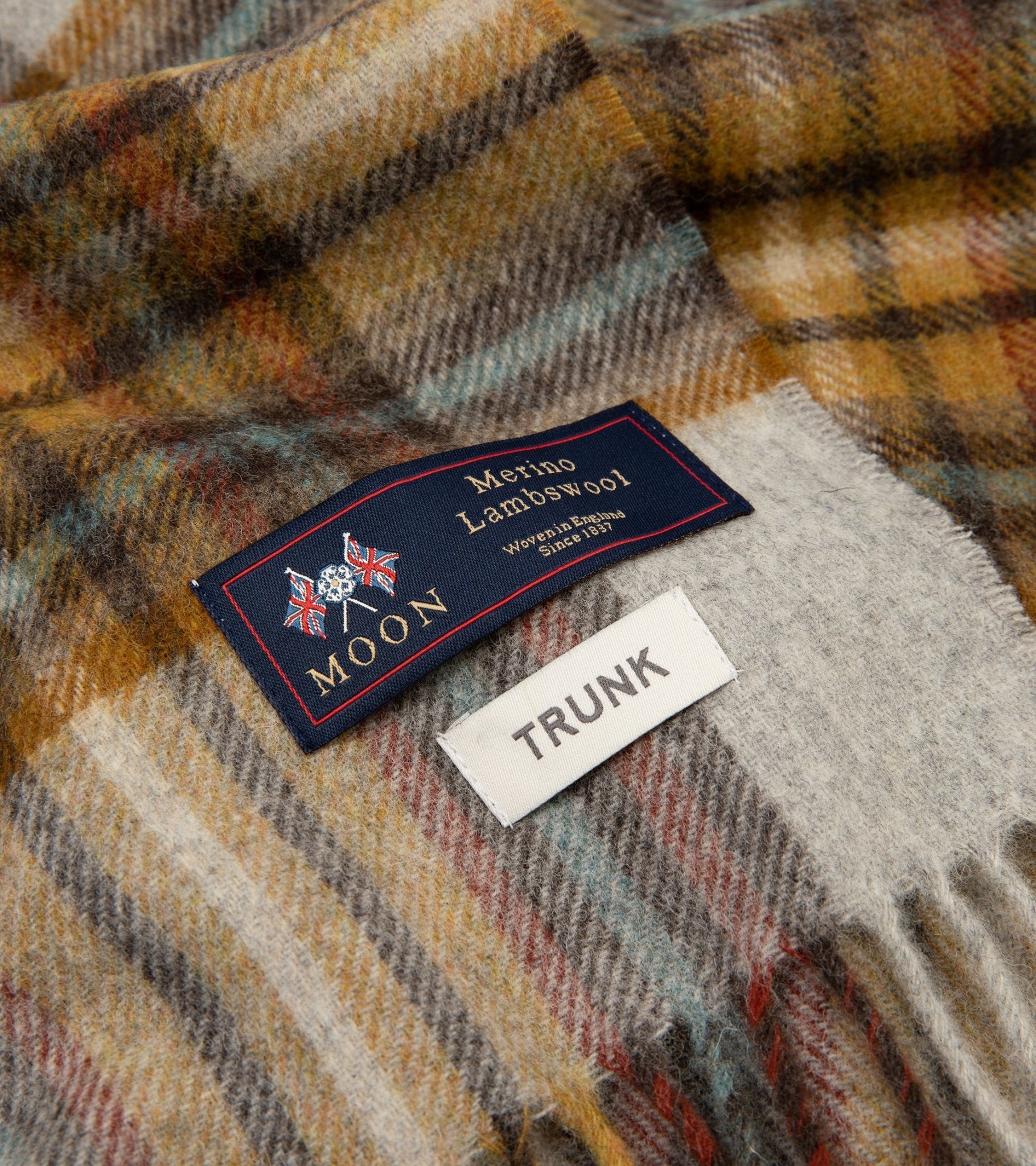 Trunk Moon Merino Check Scarf: Gold - Trunk Clothiers