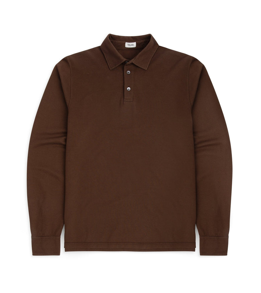 Brown long sleeve polo shirt hotsell