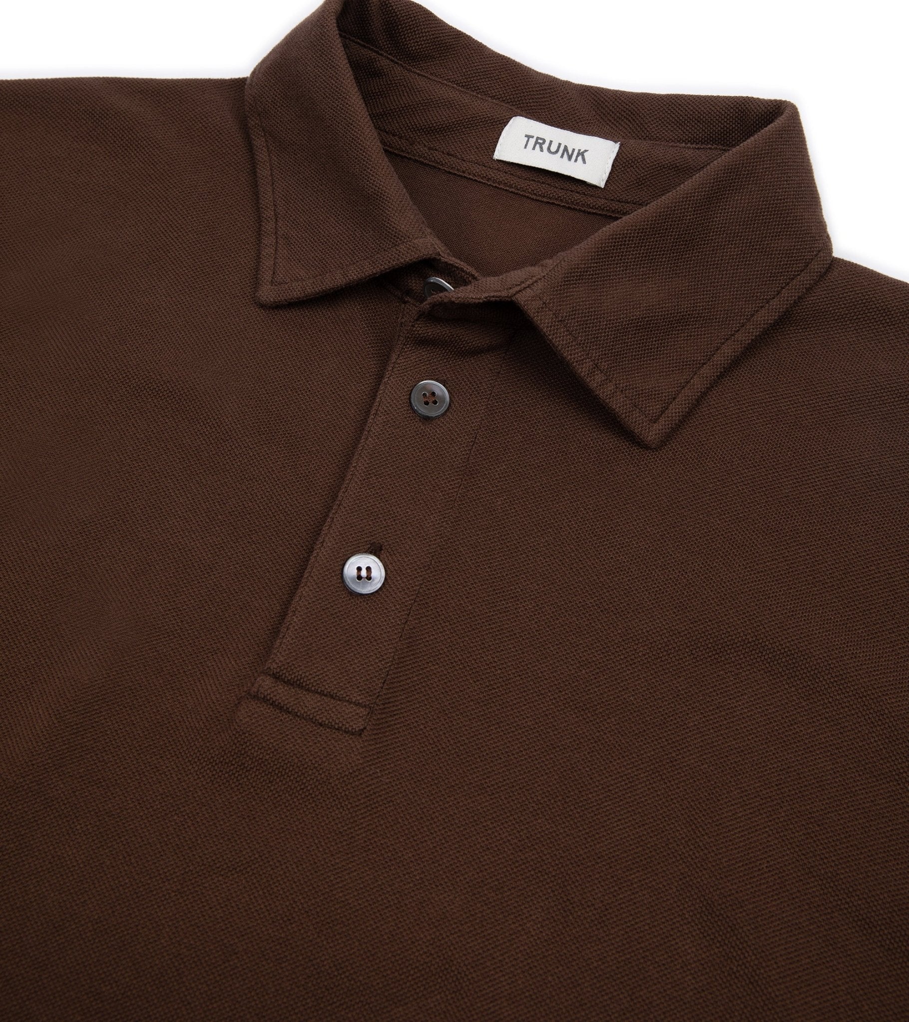 Trunk Moxon Long Sleeve Polo Shirt: Dark Brown - Trunk Clothiers