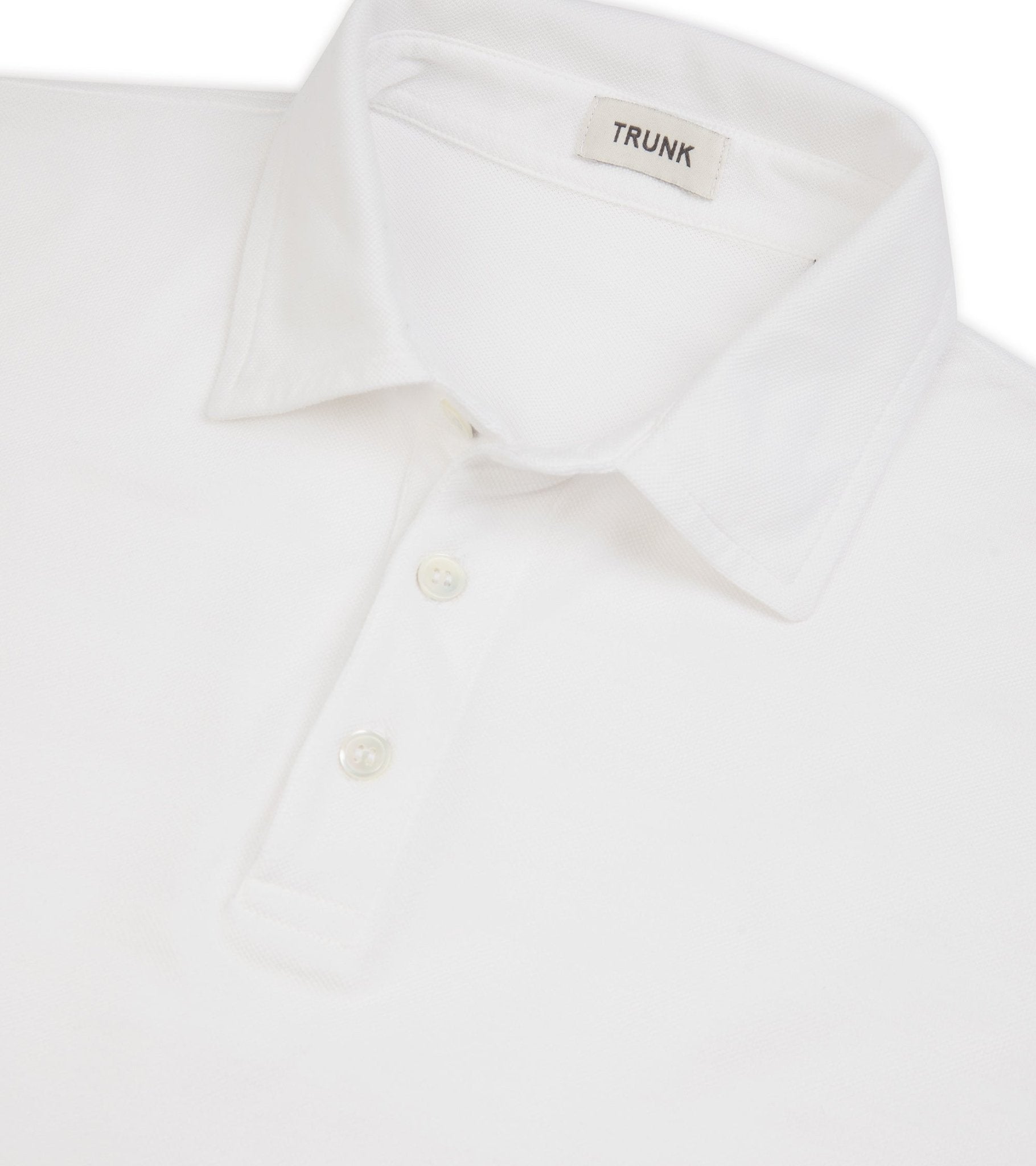 Trunk Moxon Long Sleeve Polo Shirt: White - Trunk Clothiers