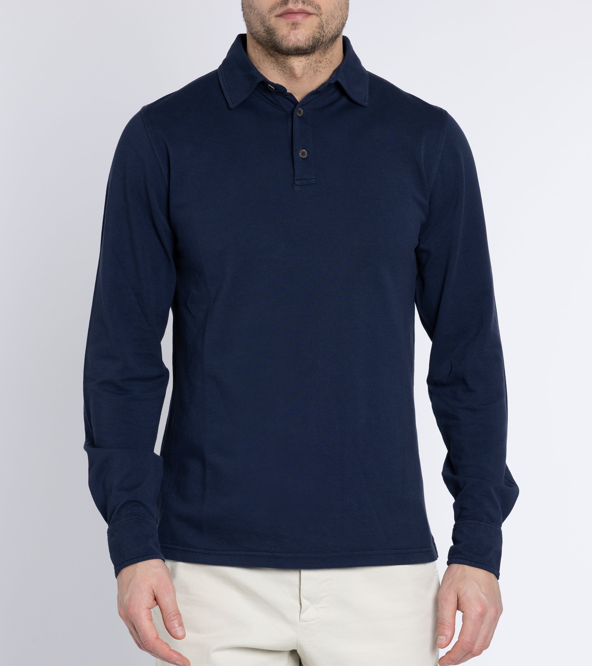 Trunk Moxon Long Sleeve Polo Shirt: Navy