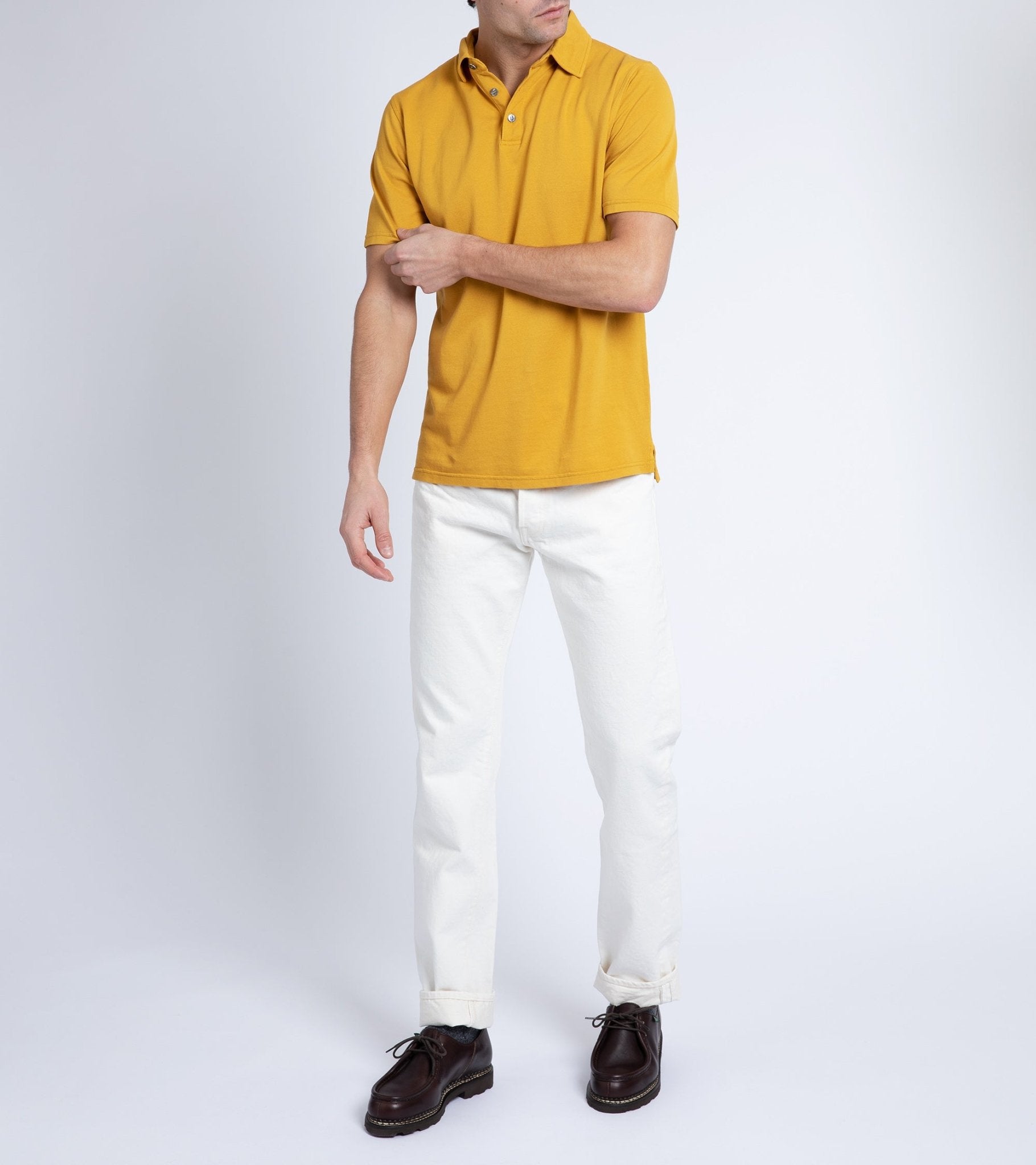 Trunk Moxon Short Sleeve Polo Shirt: Golden Yellow - Trunk Clothiers