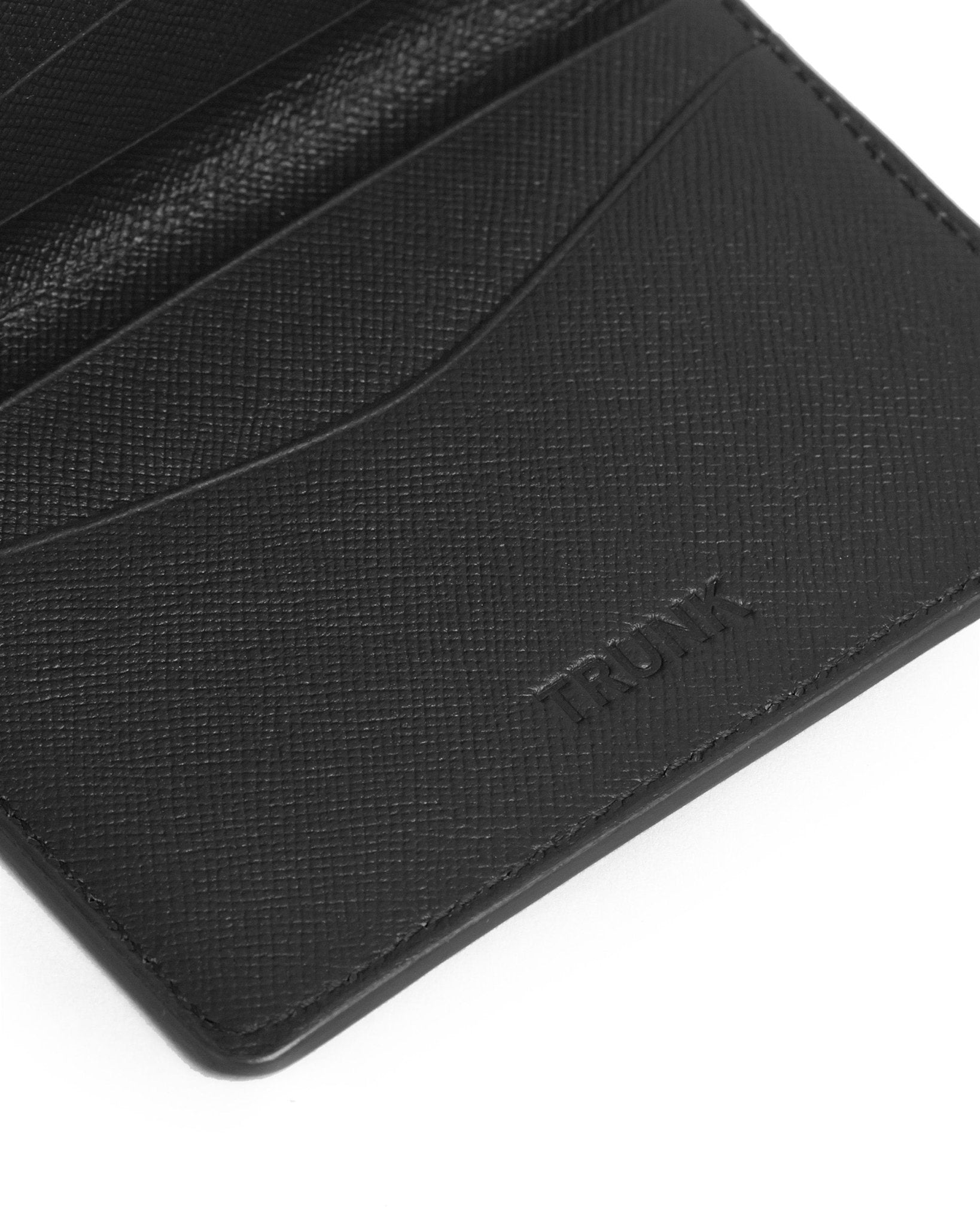 Trunk Saffiano Leather Bifold Cardholder: Charcoal - Trunk Clothiers