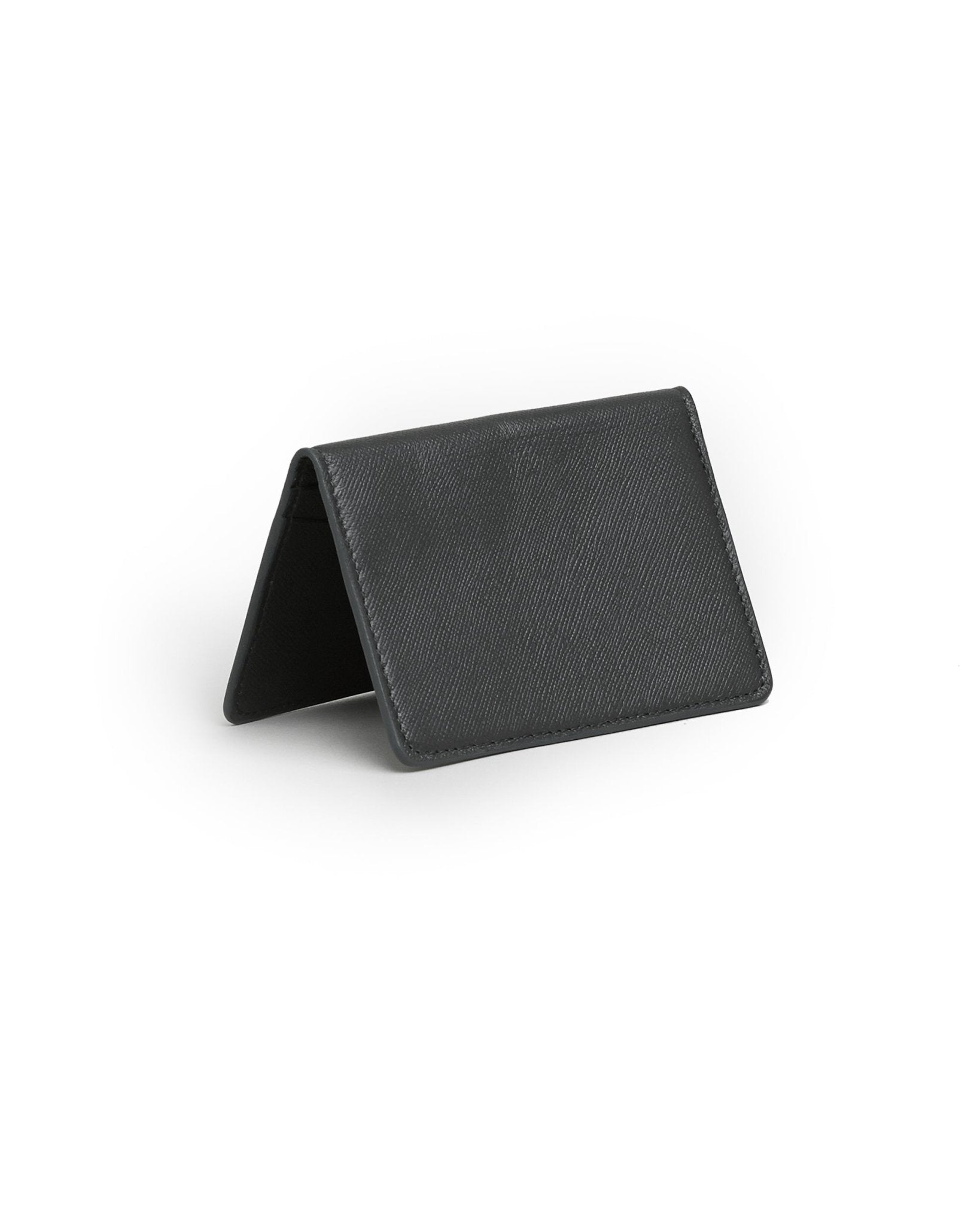 Trunk Saffiano Leather Bifold Cardholder: Charcoal - Trunk Clothiers