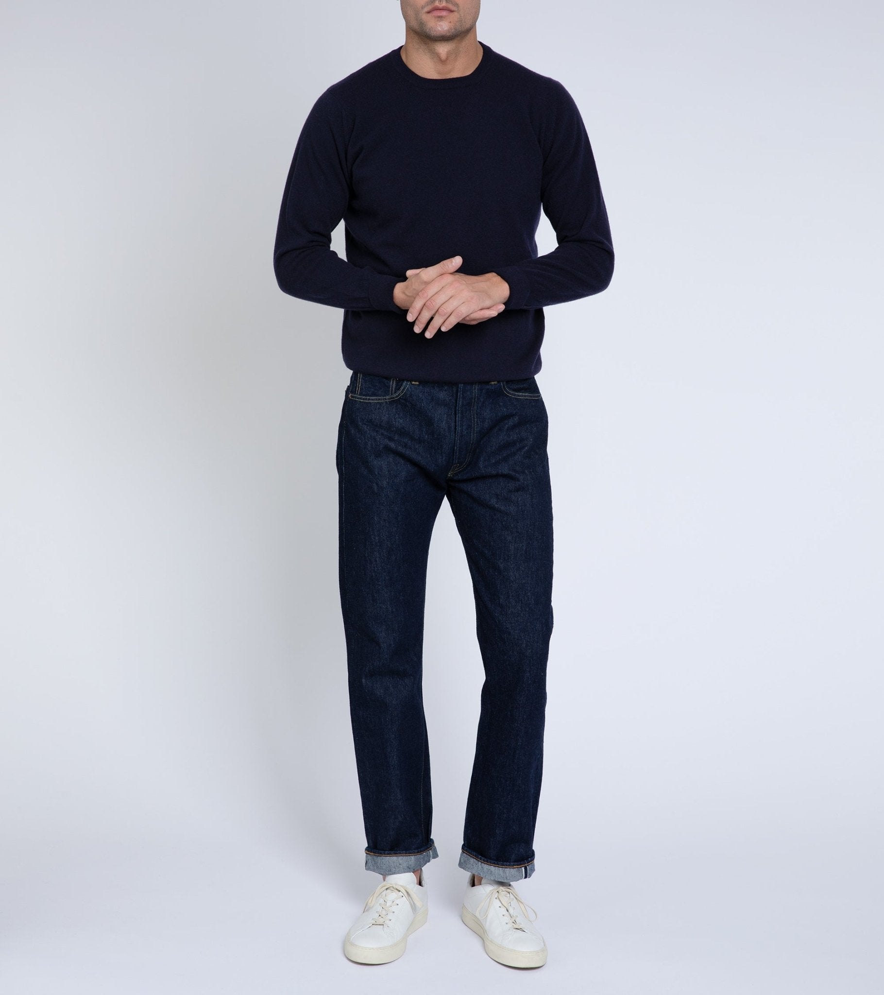 Trunk Walden Geelong Crew Neck Sweater: Navy - Trunk Clothiers