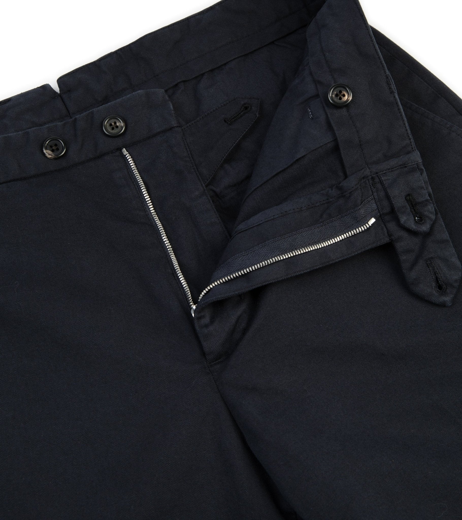 Trunk Welbeck Flat Front Cotton Trousers: Navy - Trunk Clothiers