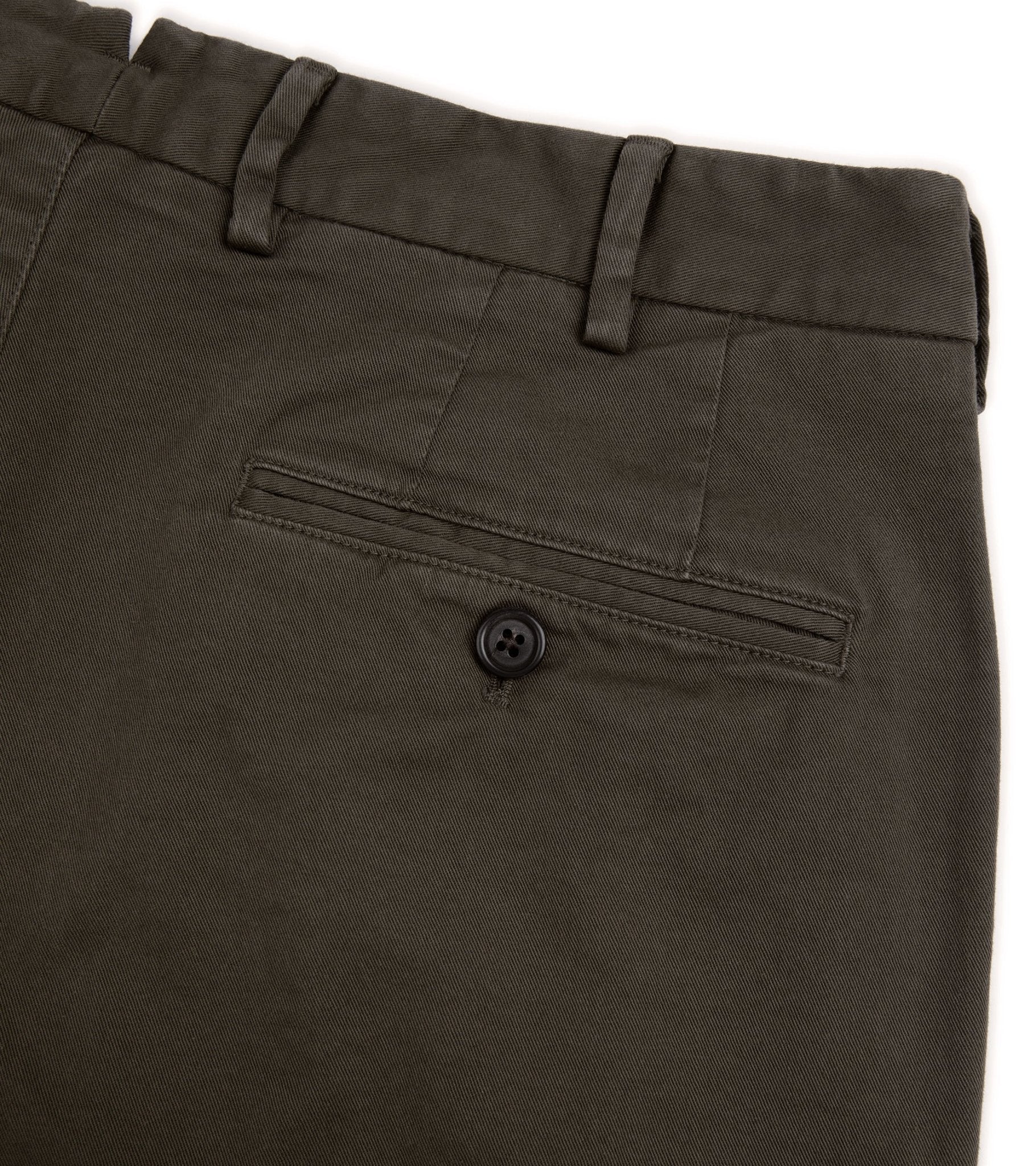 Trunk Welbeck Flat Front Cotton Trousers: Olive - Trunk Clothiers