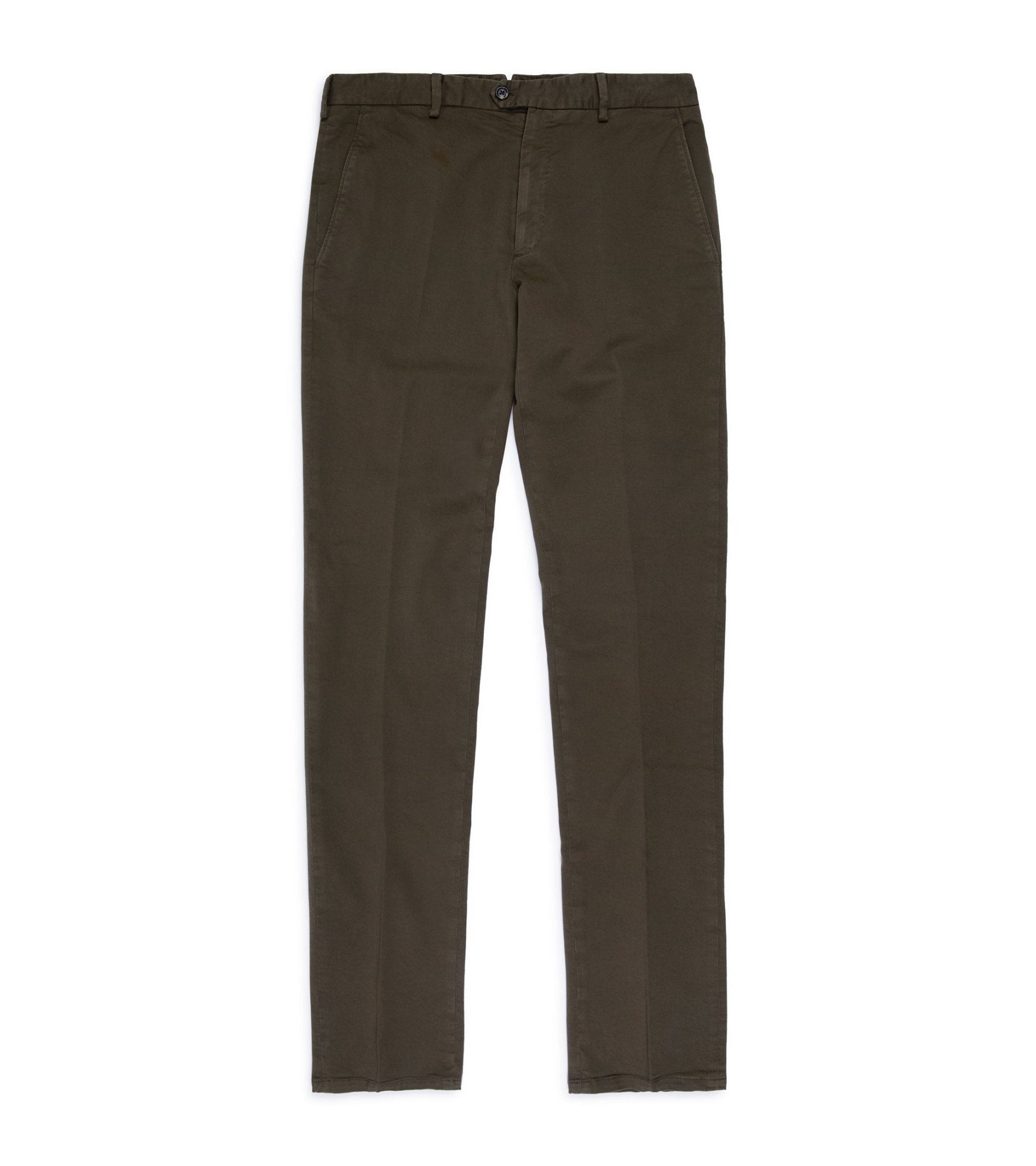 Trunk Welbeck Flat Front Cotton Trousers: Olive - Trunk Clothiers