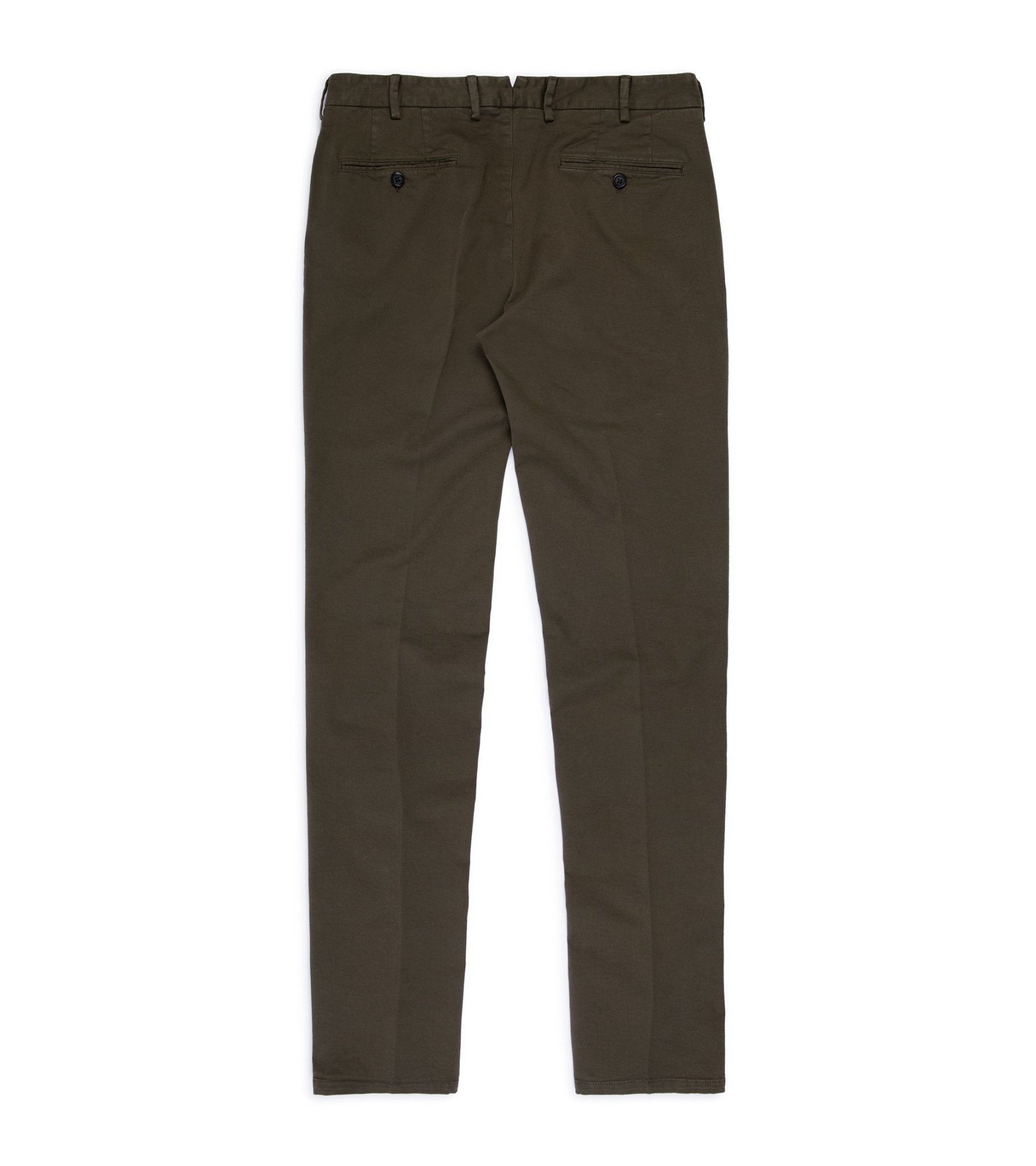 Trunk Welbeck Flat Front Cotton Trousers: Olive - Trunk Clothiers