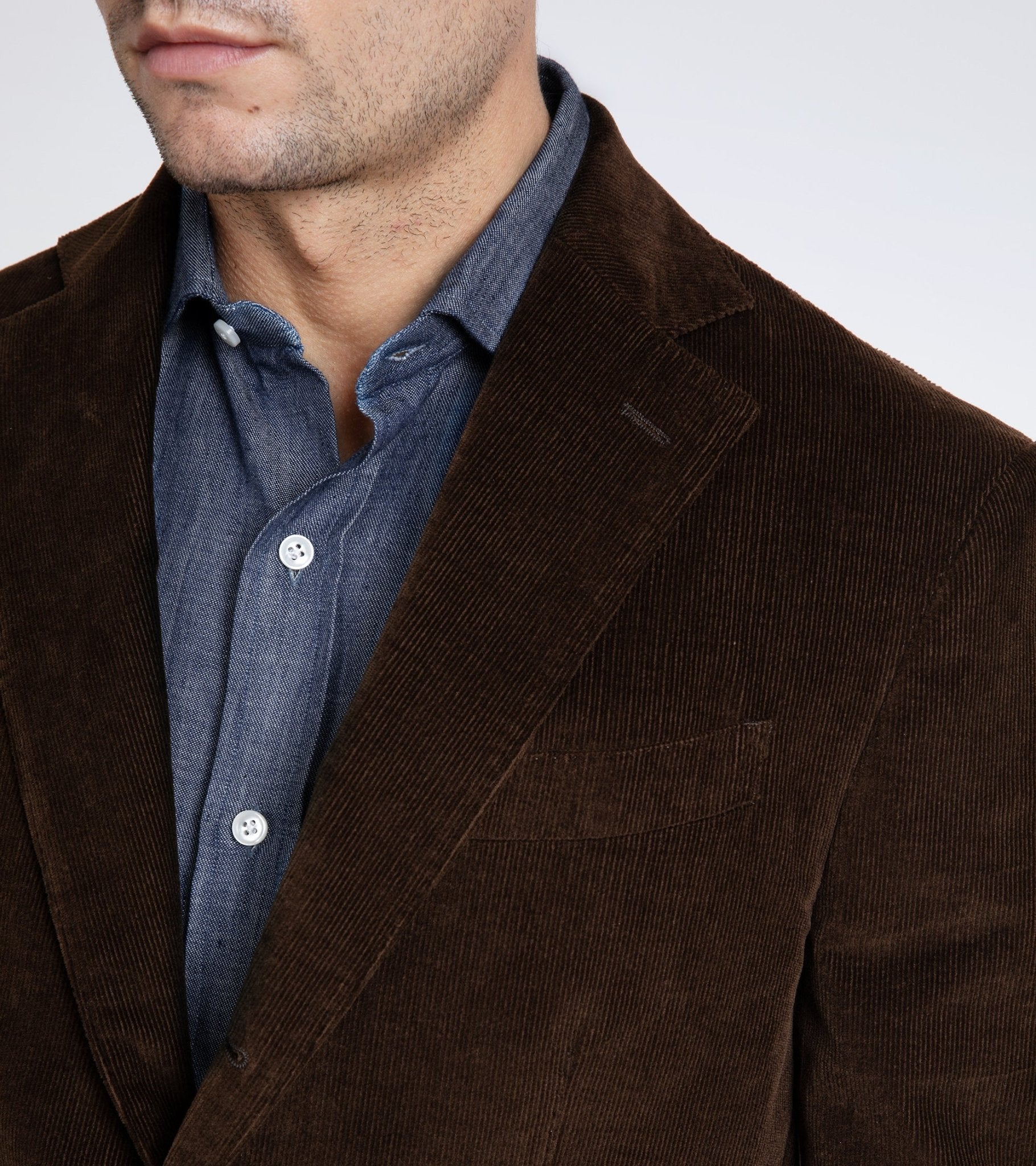 Trunk Wigmore Italian Cotton Needlecord Suit Jacket: Bitter Chocolate - Trunk Clothiers