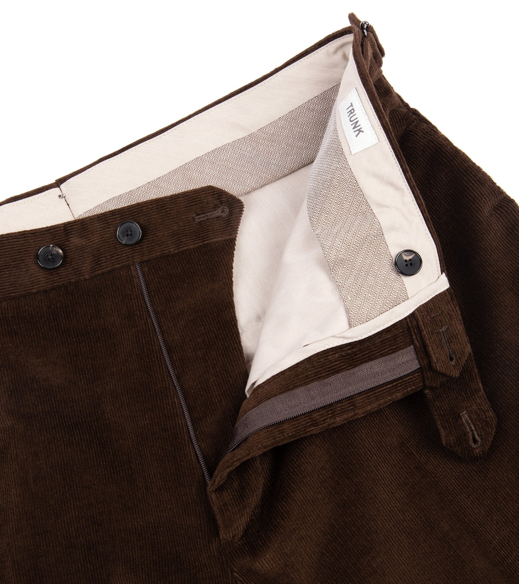 Trunk Wigmore Italian Cotton Needlecord Suit Trousers: Bitter Chocolate - Trunk Clothiers