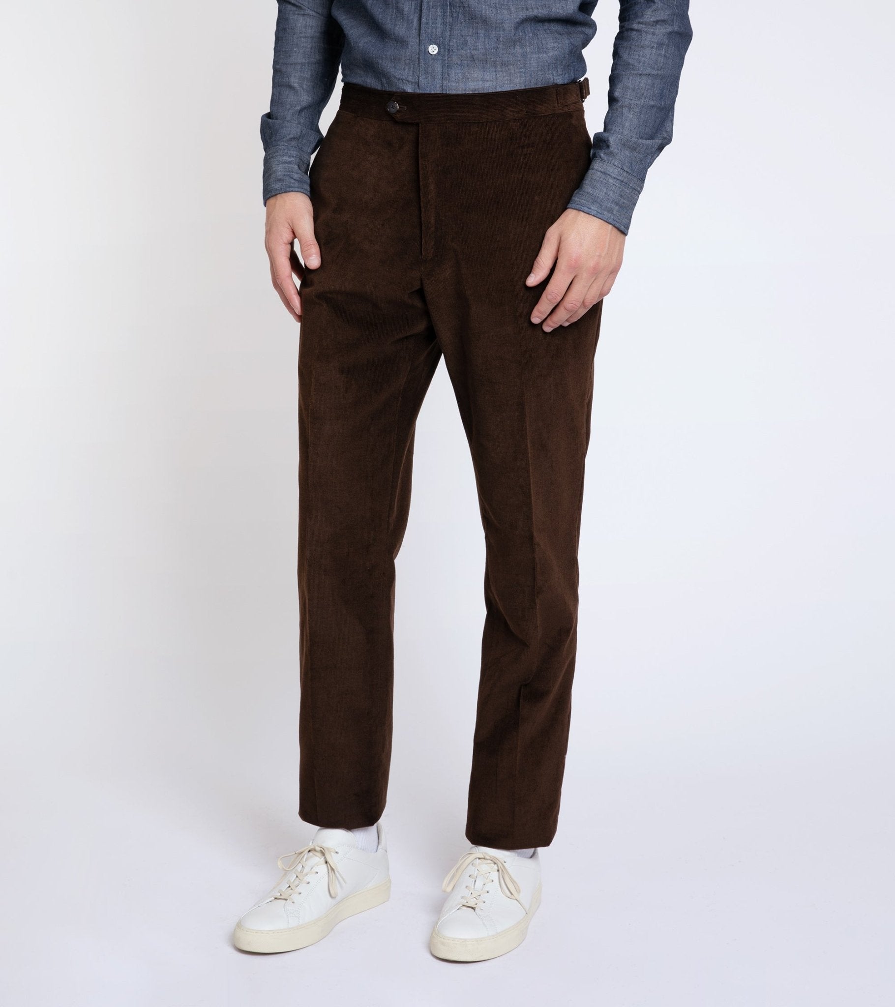 Trunk Wigmore Italian Cotton Needlecord Suit Trousers: Bitter Chocolate - Trunk Clothiers