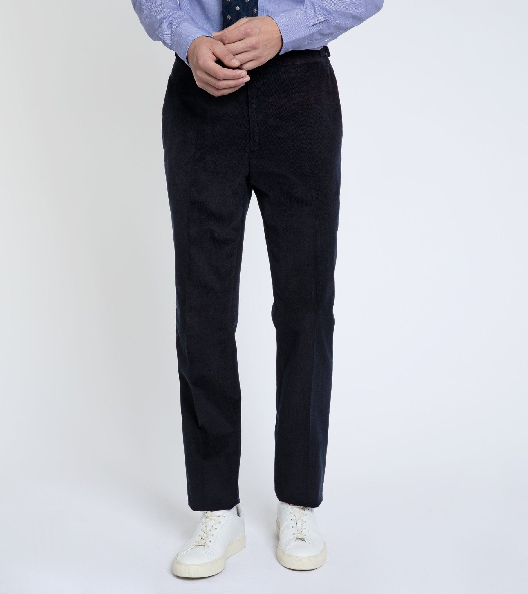 Trunk Wigmore Italian Cotton Needlecord Suit Trousers: Navy - Trunk Clothiers