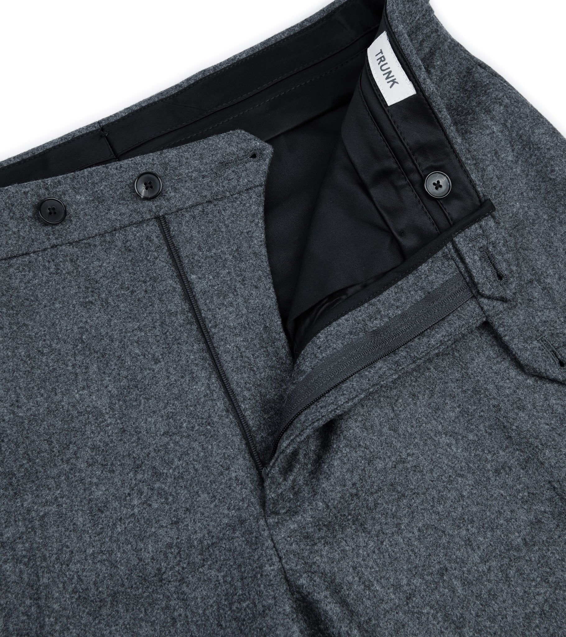 Trunk Wigmore Wool Flannel Suit Trousers: Charcoal - Trunk Clothiers