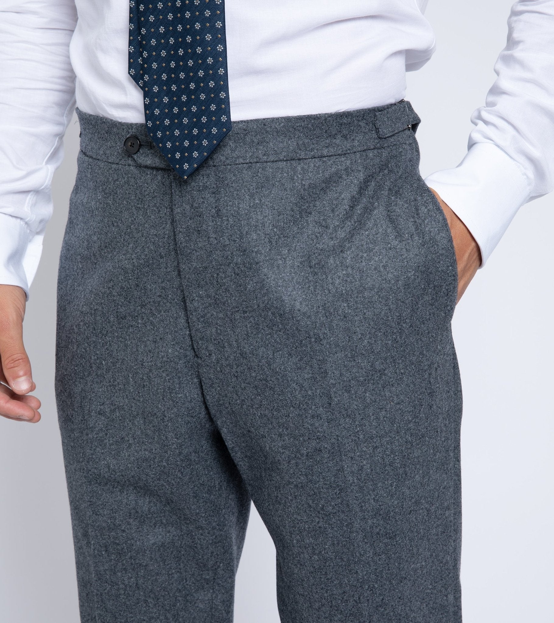 Trunk Wigmore Wool Flannel Suit Trousers: Charcoal - Trunk Clothiers