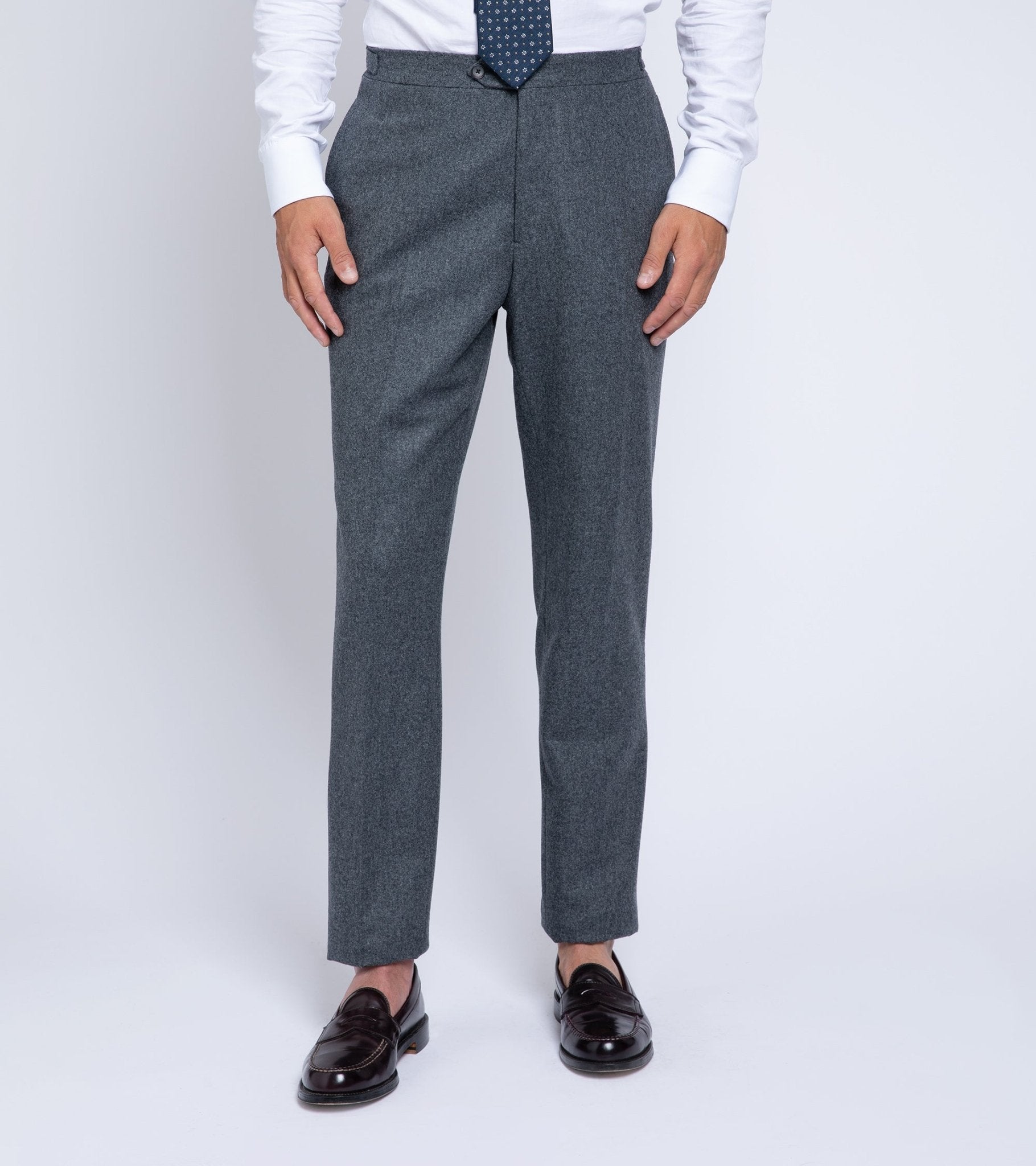 Trunk Wigmore Wool Flannel Suit Trousers: Charcoal - Trunk Clothiers