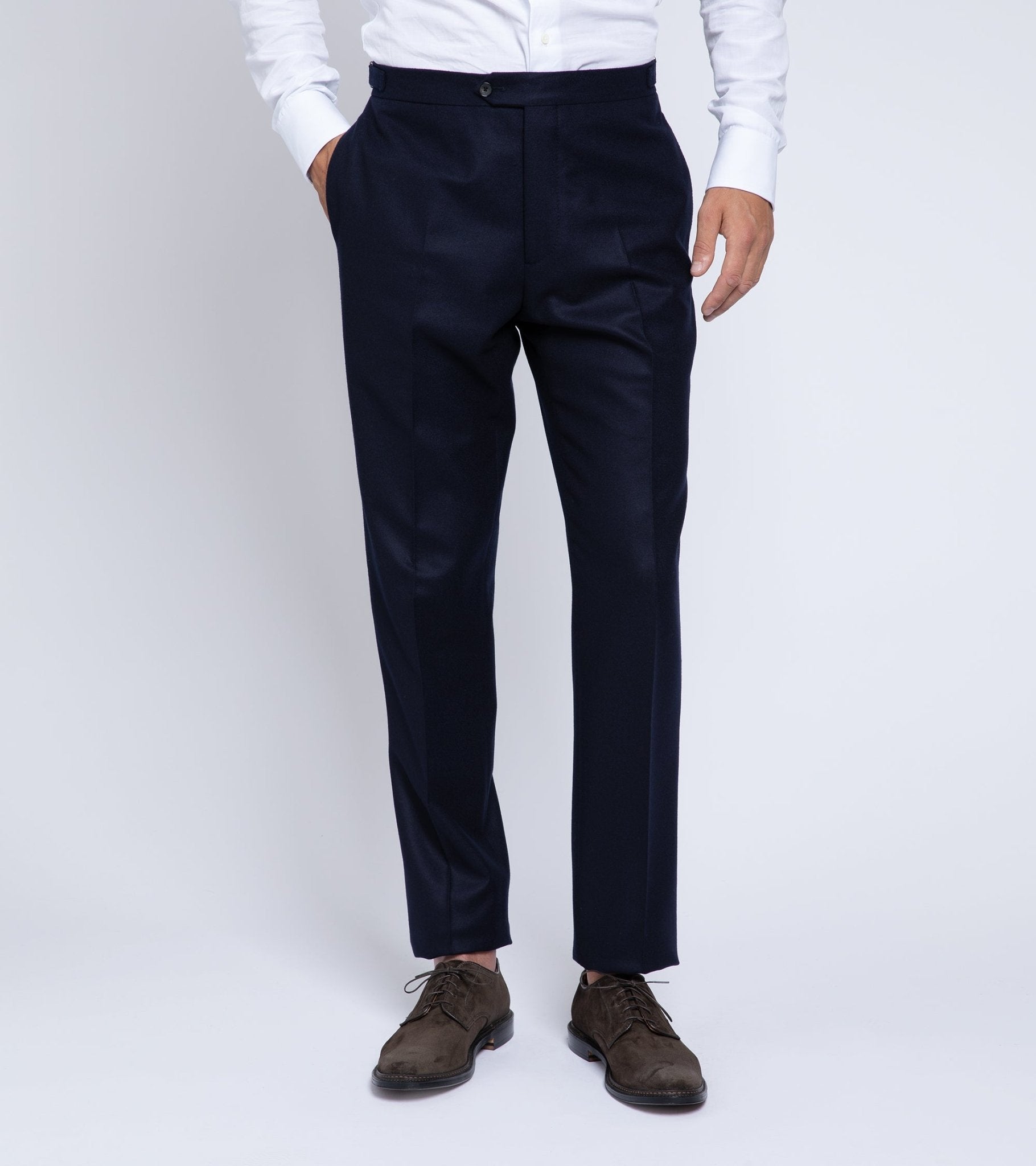 Trunk Wigmore Wool Flannel Suit Trousers: Navy - Trunk Clothiers