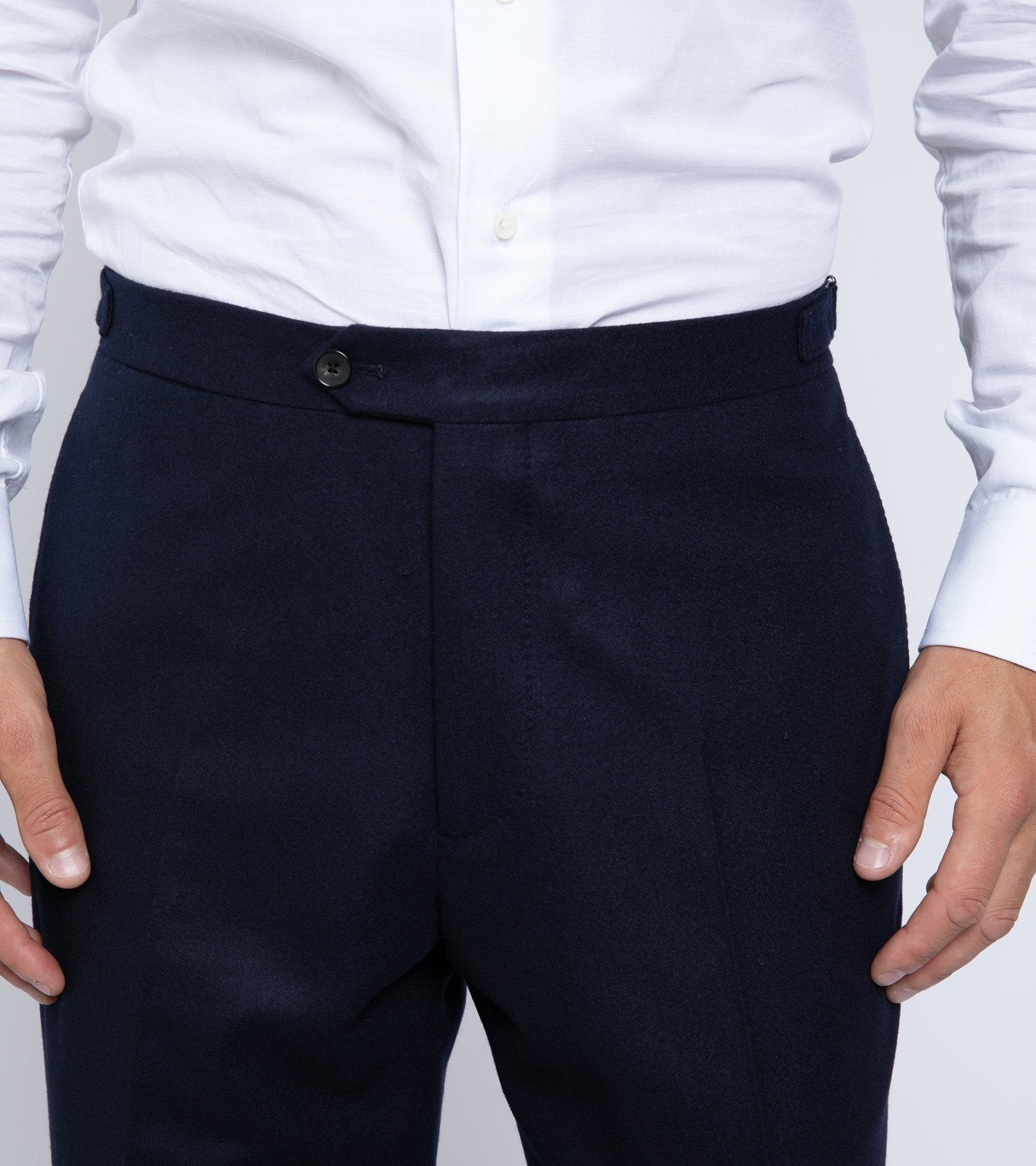 Trunk Wigmore Wool Flannel Suit Trousers: Navy - Trunk Clothiers