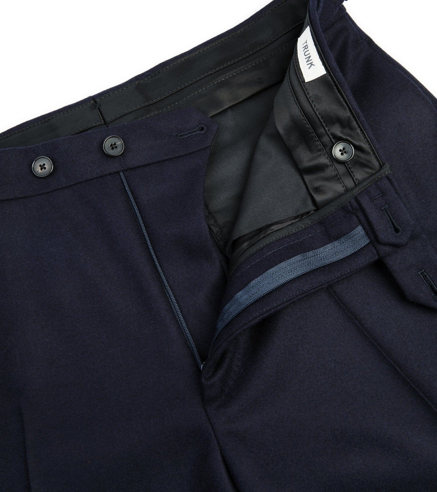 Trunk Wigmore Wool Flannel Suit Trousers: Navy - Trunk Clothiers