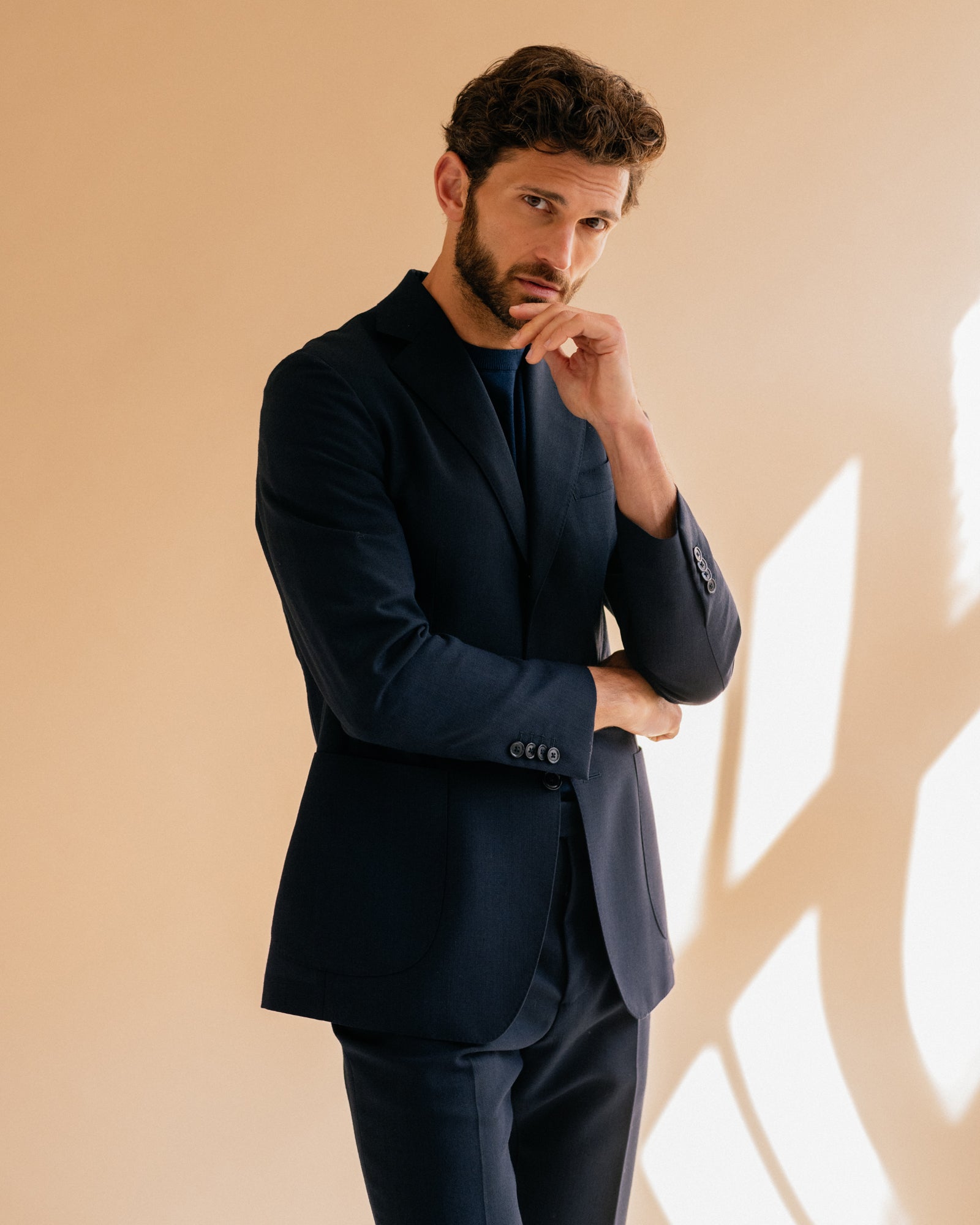 Trunk Wigmore Wool Fresco Suit Jacket: Navy - Trunk Clothiers