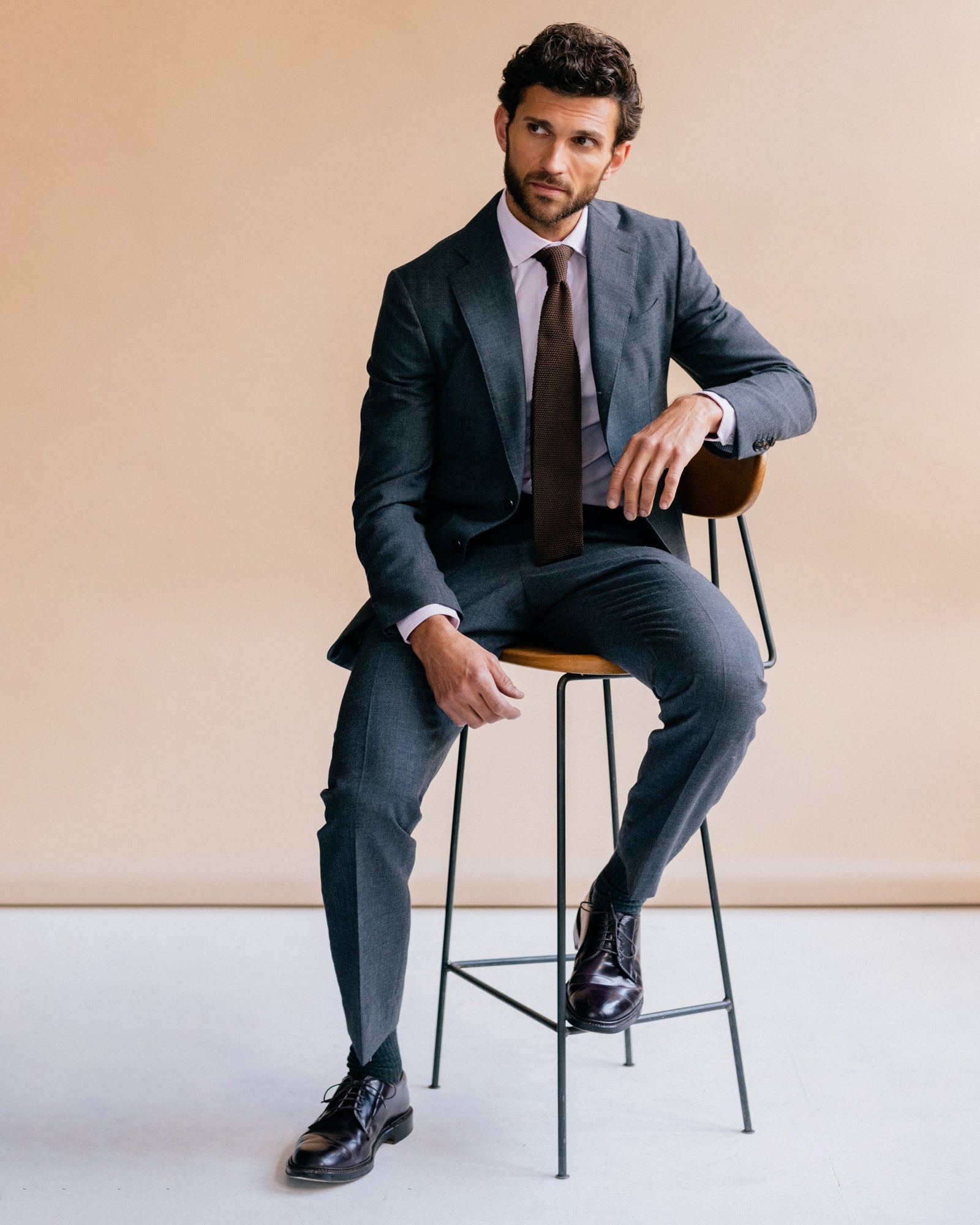 Trunk Wigmore Wool Fresco Suit Trousers: Charcoal - Trunk Clothiers