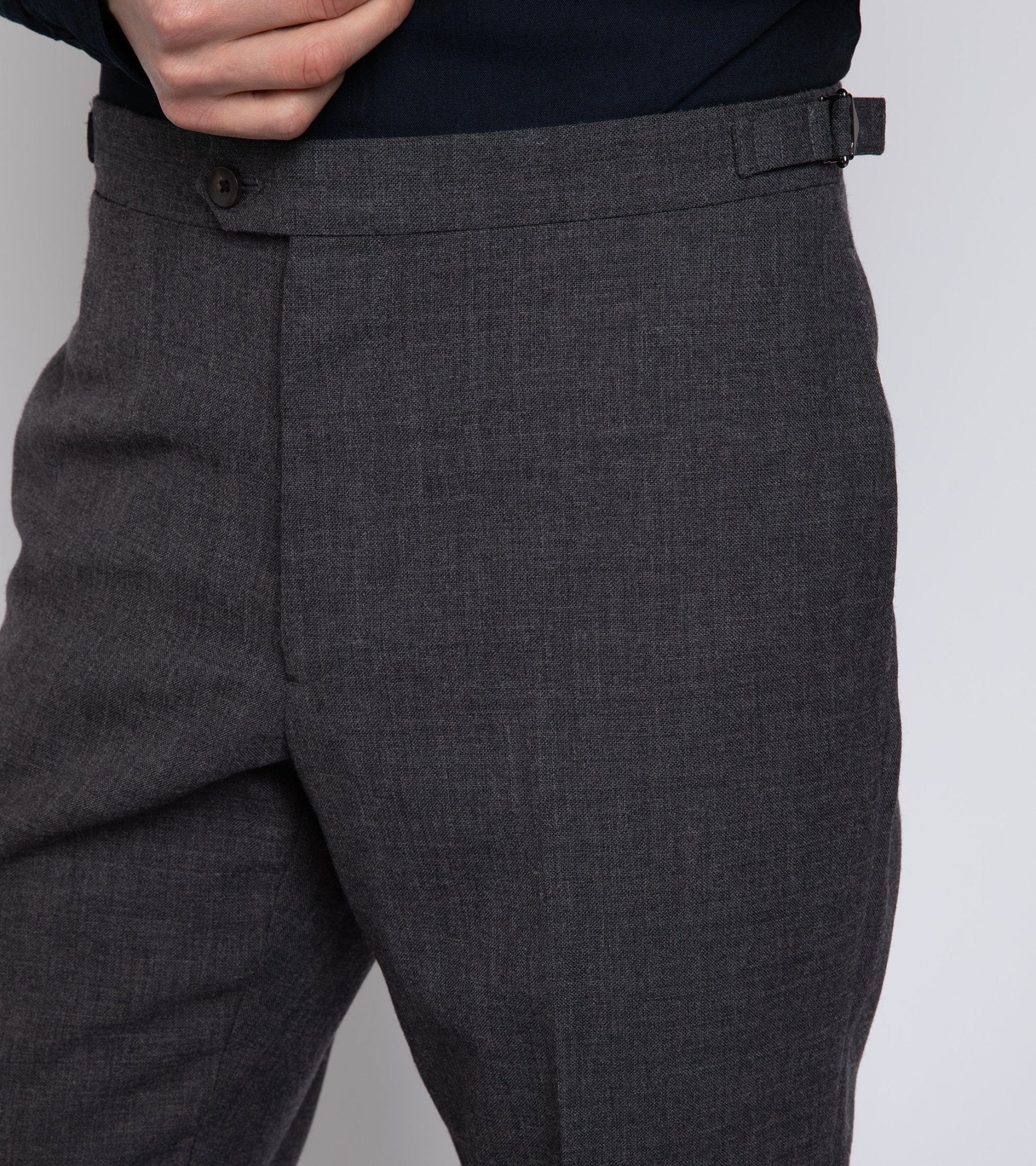 Trunk Wigmore Wool Fresco Suit Trousers: Charcoal - Trunk Clothiers