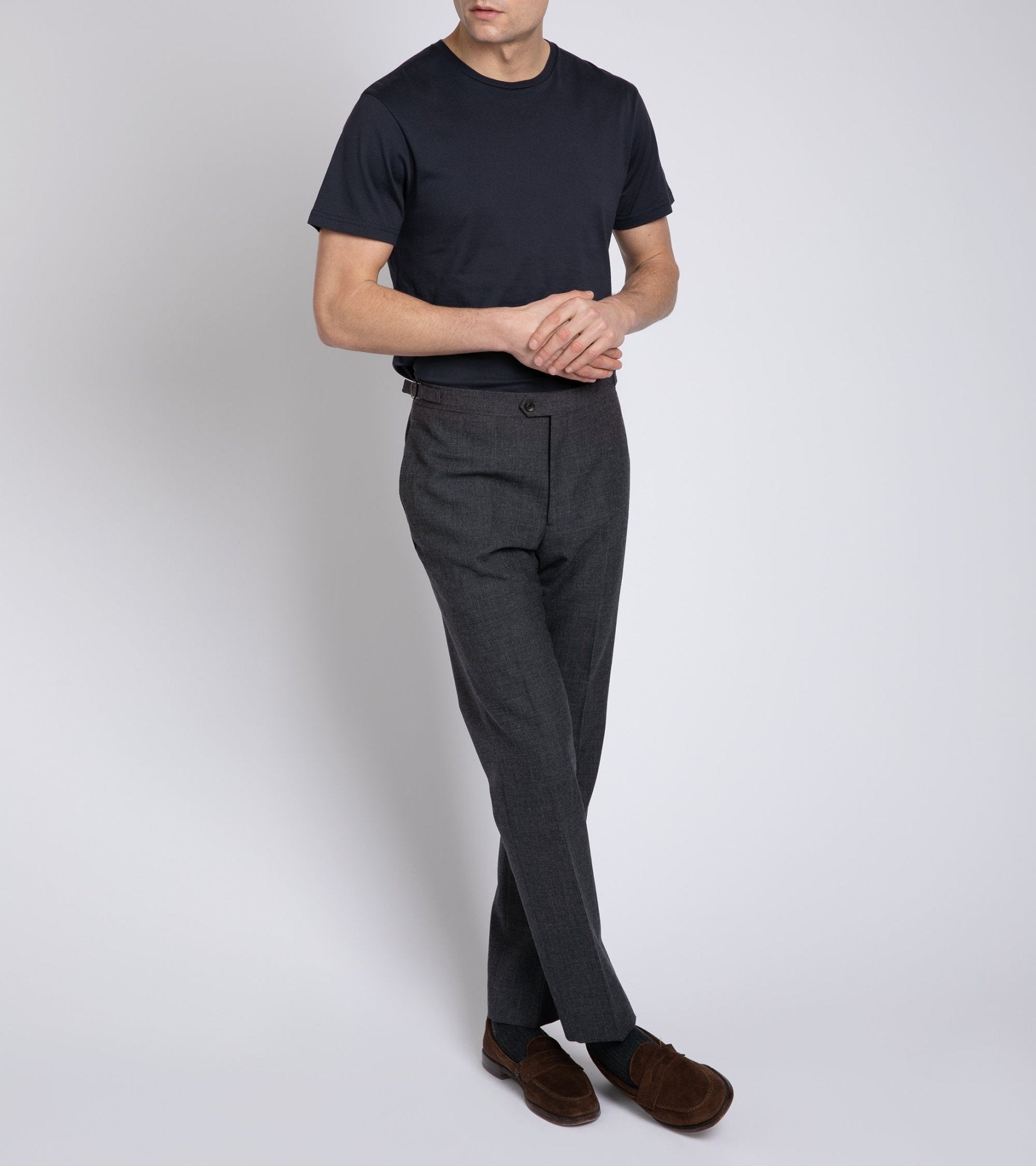 Trunk Wigmore Wool Fresco Suit Trousers: Charcoal - Trunk Clothiers