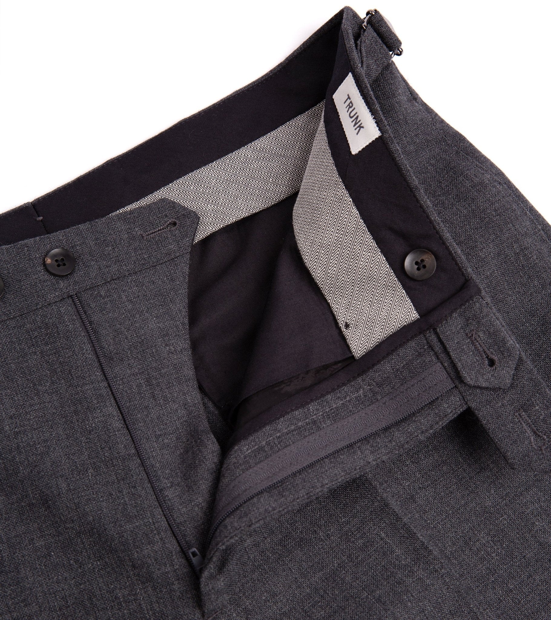 Trunk Wigmore Wool Fresco Suit Trousers: Charcoal - Trunk Clothiers