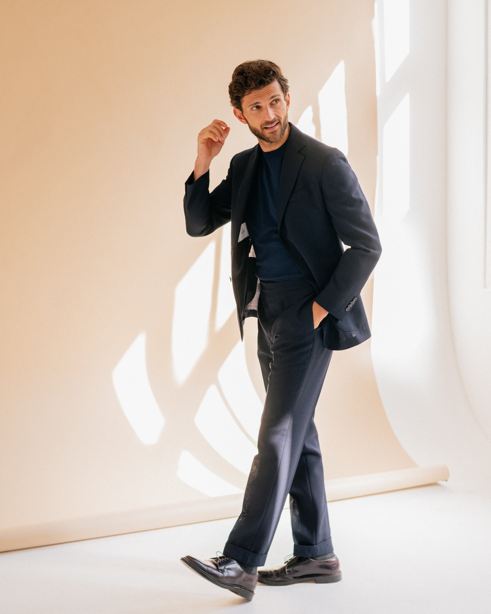 Trunk Wigmore Wool Fresco Suit Trousers: Navy - Trunk Clothiers