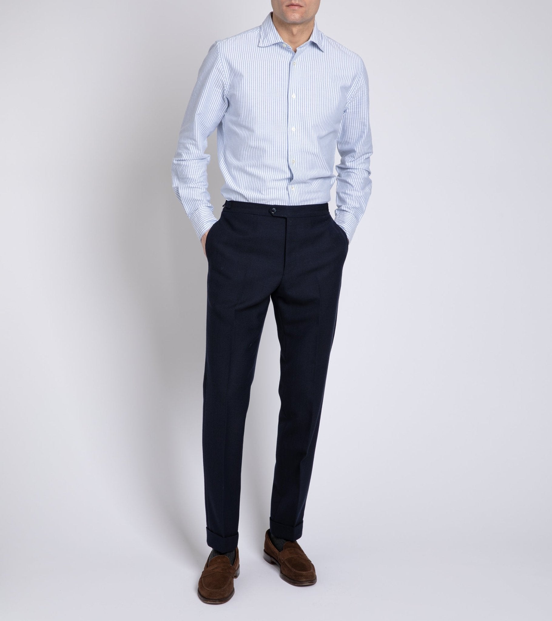 Trunk Wigmore Wool Fresco Suit Trousers: Navy - Trunk Clothiers