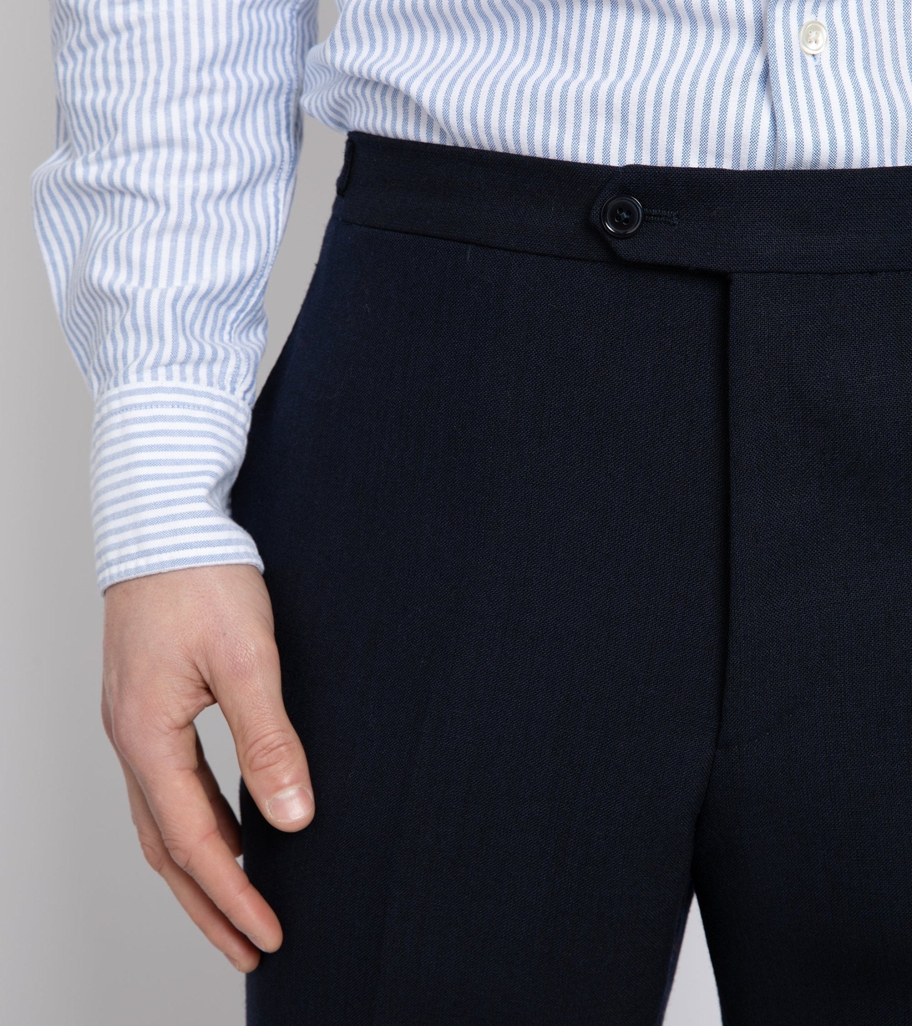 Trunk Wigmore Wool Fresco Suit Trousers: Navy - Trunk Clothiers