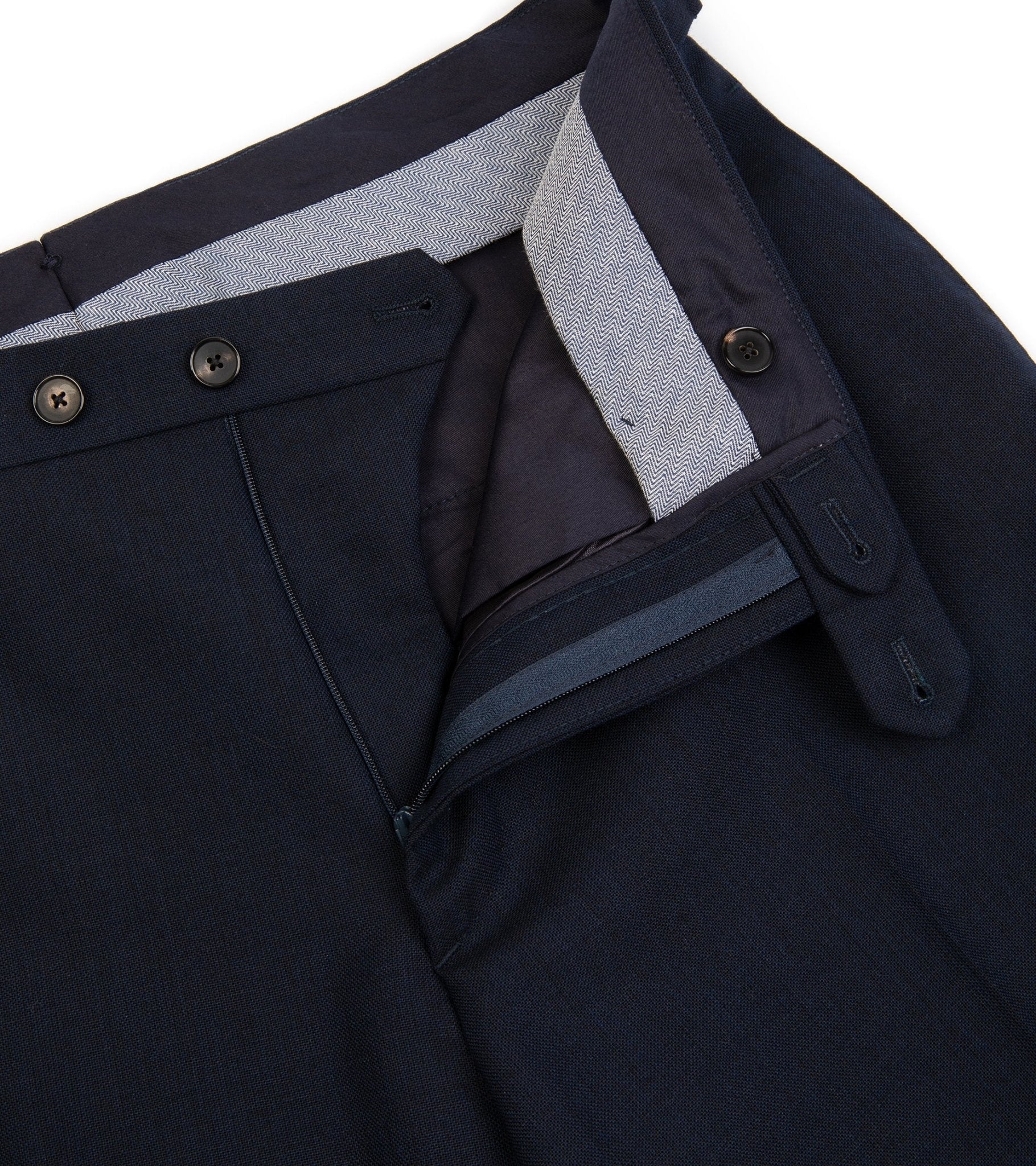 Trunk Wigmore Wool Fresco Suit Trousers: Navy - Trunk Clothiers