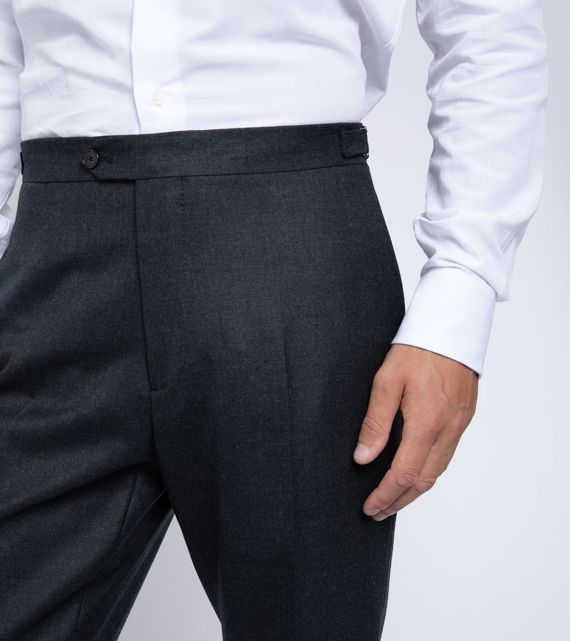 Trunk Wigmore Wool Twill Suit Trousers: Charcoal - Trunk Clothiers