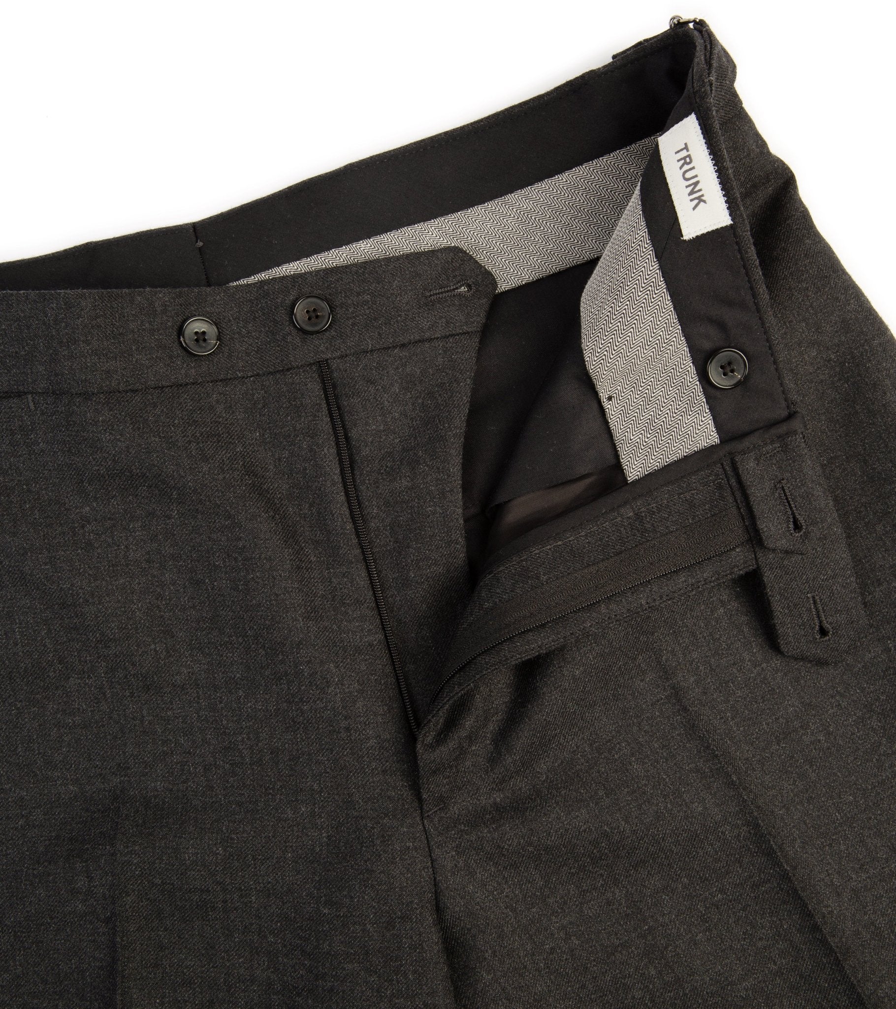 Trunk Wigmore Wool Twill Suit Trousers: Charcoal - Trunk Clothiers