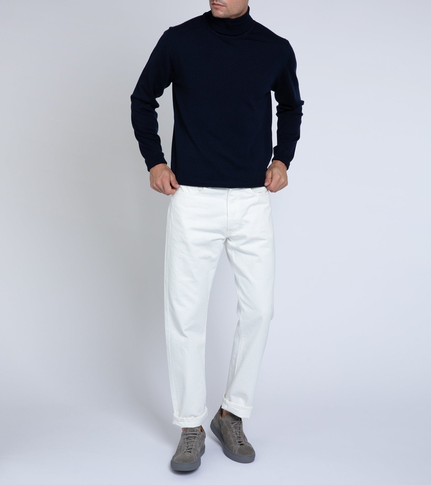 Trunk William Merino Roll Neck Sweater: Navy - Trunk Clothiers