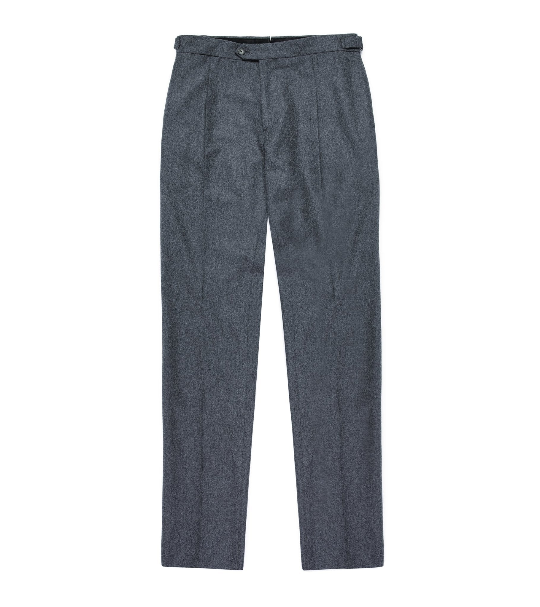 Trunk Winsley Single Pleat Wool Flannel Trousers: Charcoal - Trunk Clothiers