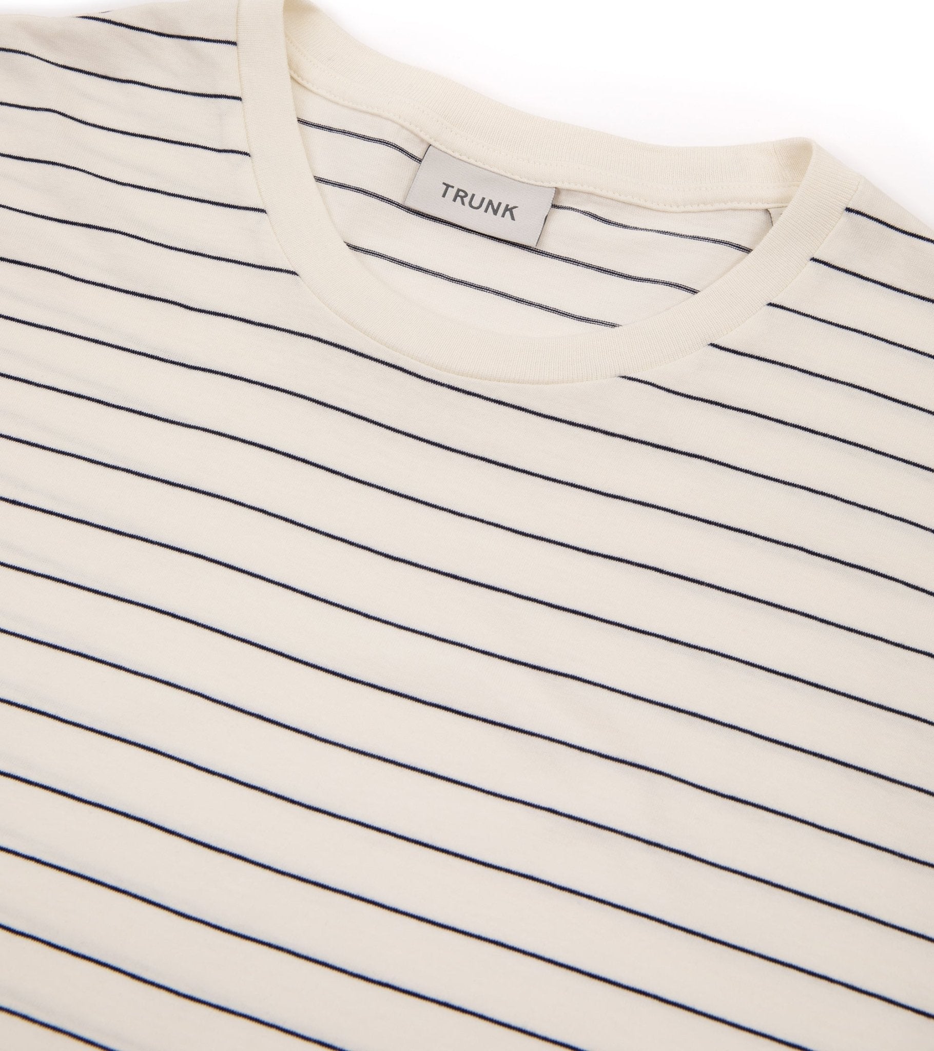 Trunk York Organic Cotton Fine Stripe T-Shirt: Ecru - Trunk Clothiers