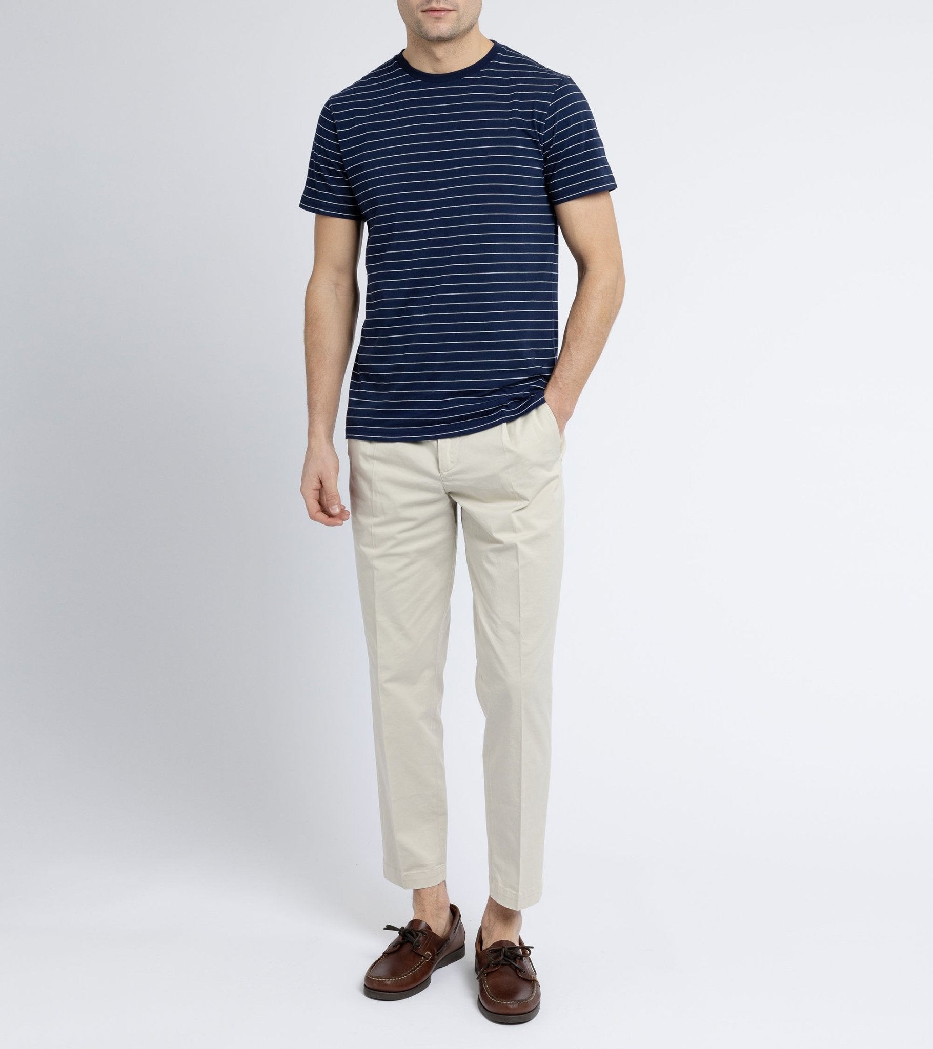 Trunk York Organic Cotton Fine Stripe T-Shirt: Navy - Trunk Clothiers