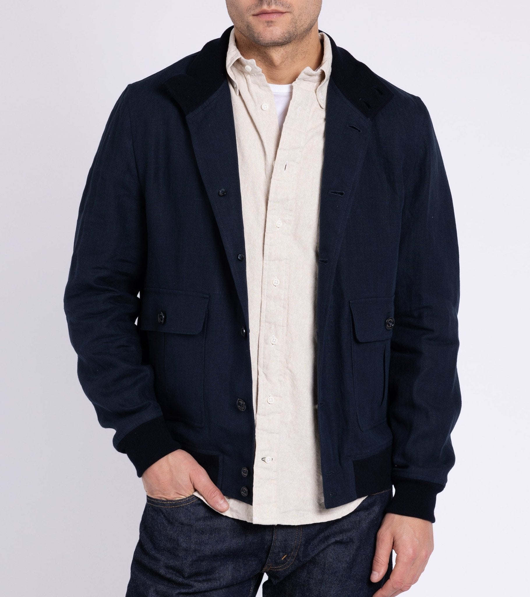 Valstar Linen Valstarino Jacket: Navy - Trunk Clothiers