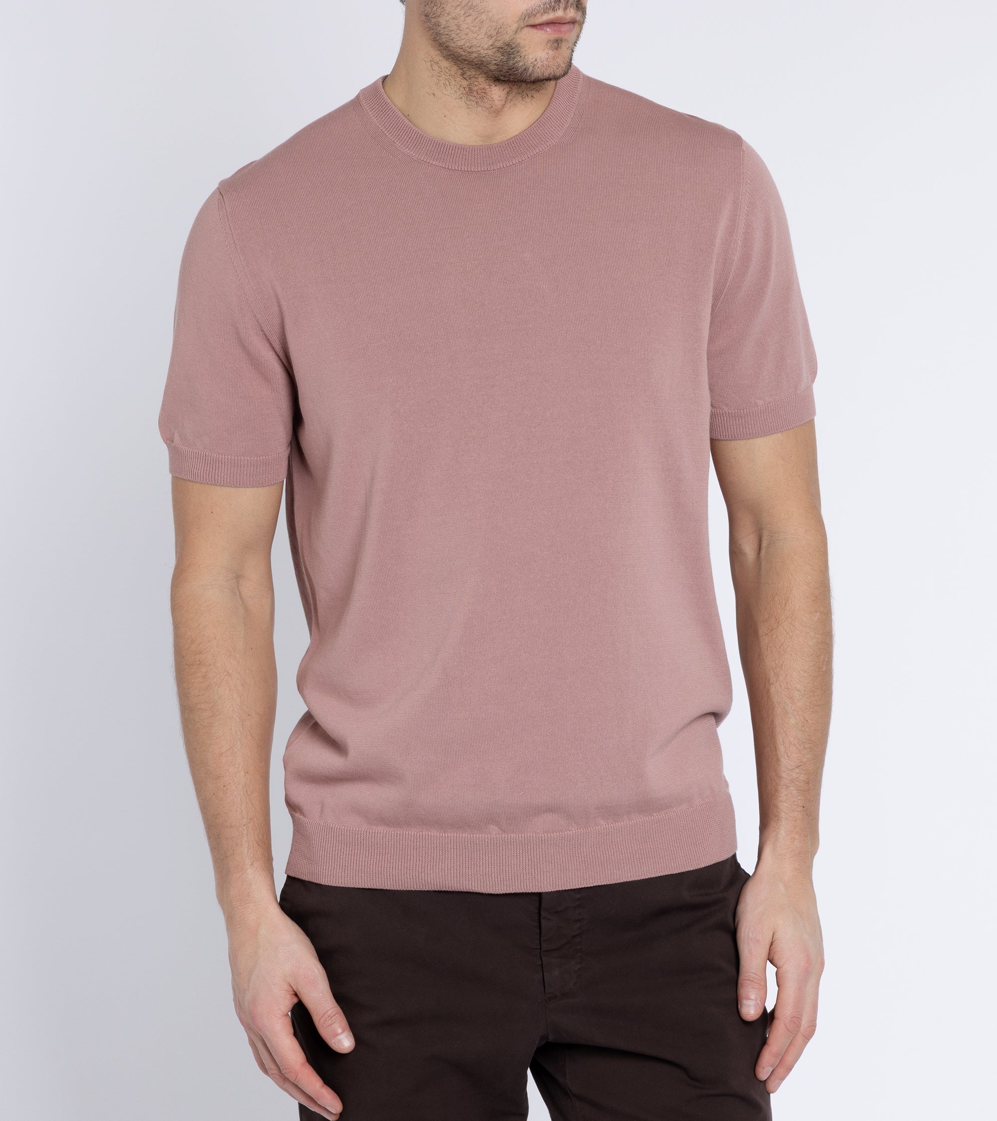 Zanone Cotton Crepe Crew Neck T-Shirt: Dusty Pink