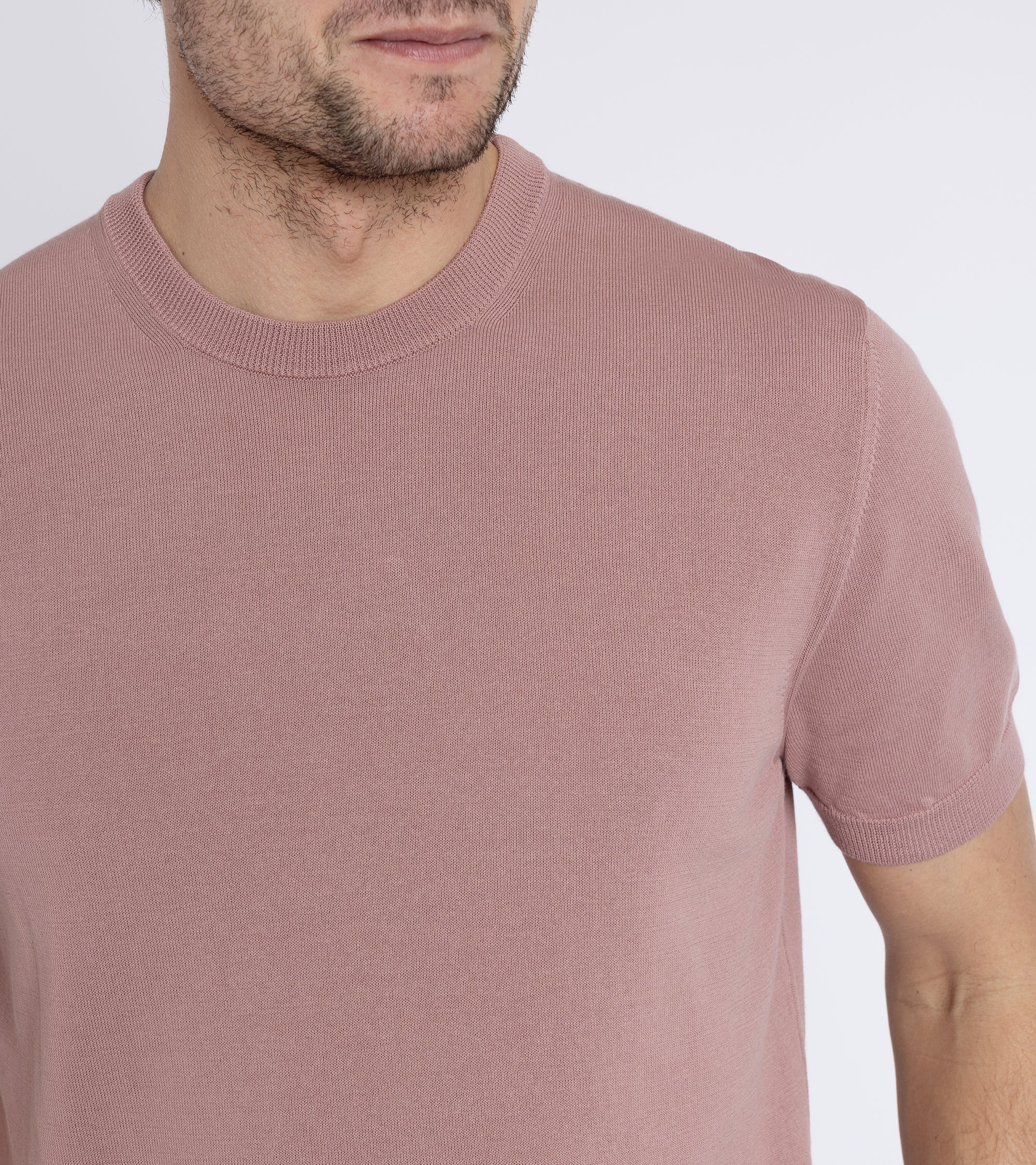 Zanone Cotton Crepe Crew Neck T-Shirt: Dusty Pink